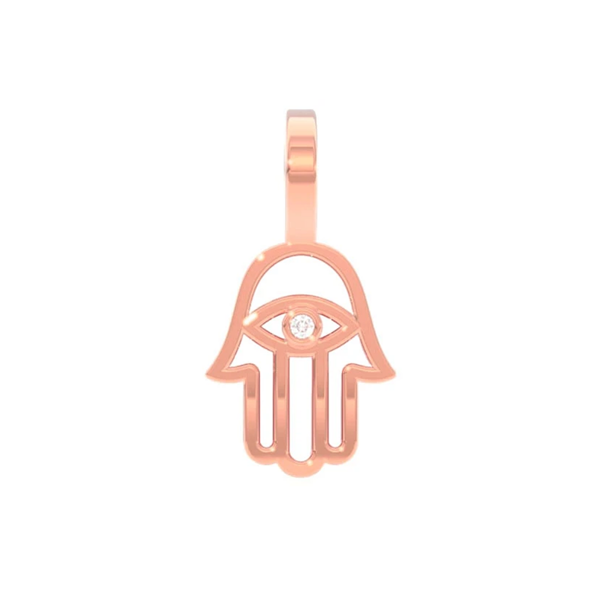 Open Hamsa Pendant in 14K rose gold, front view