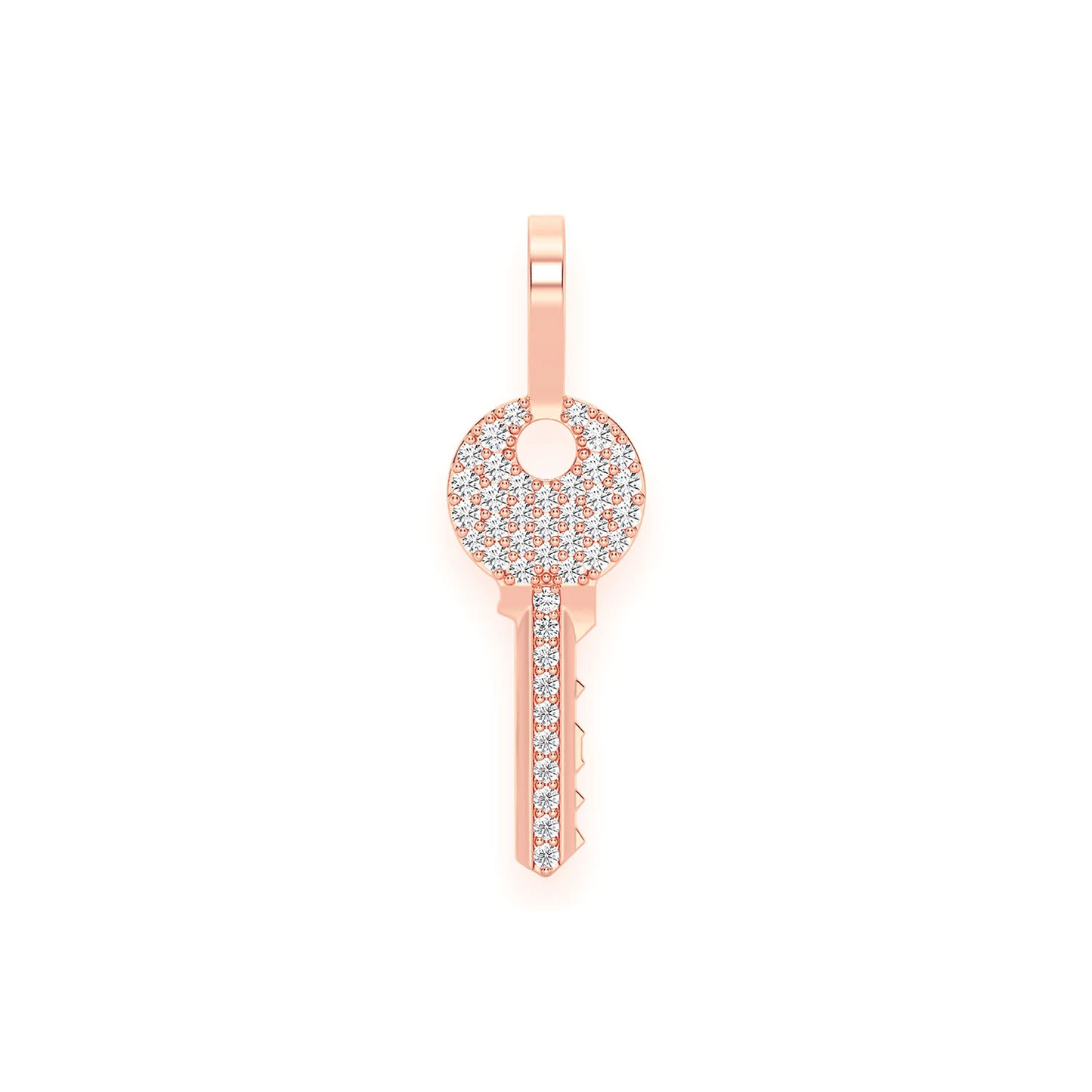 Key Diamond Pendant in 14K rose gold, front view