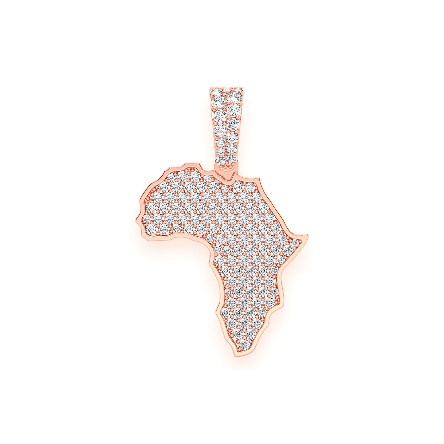 Africa Diamond Pendant in 14K rose gold, Signature | 1.10ctw, front view