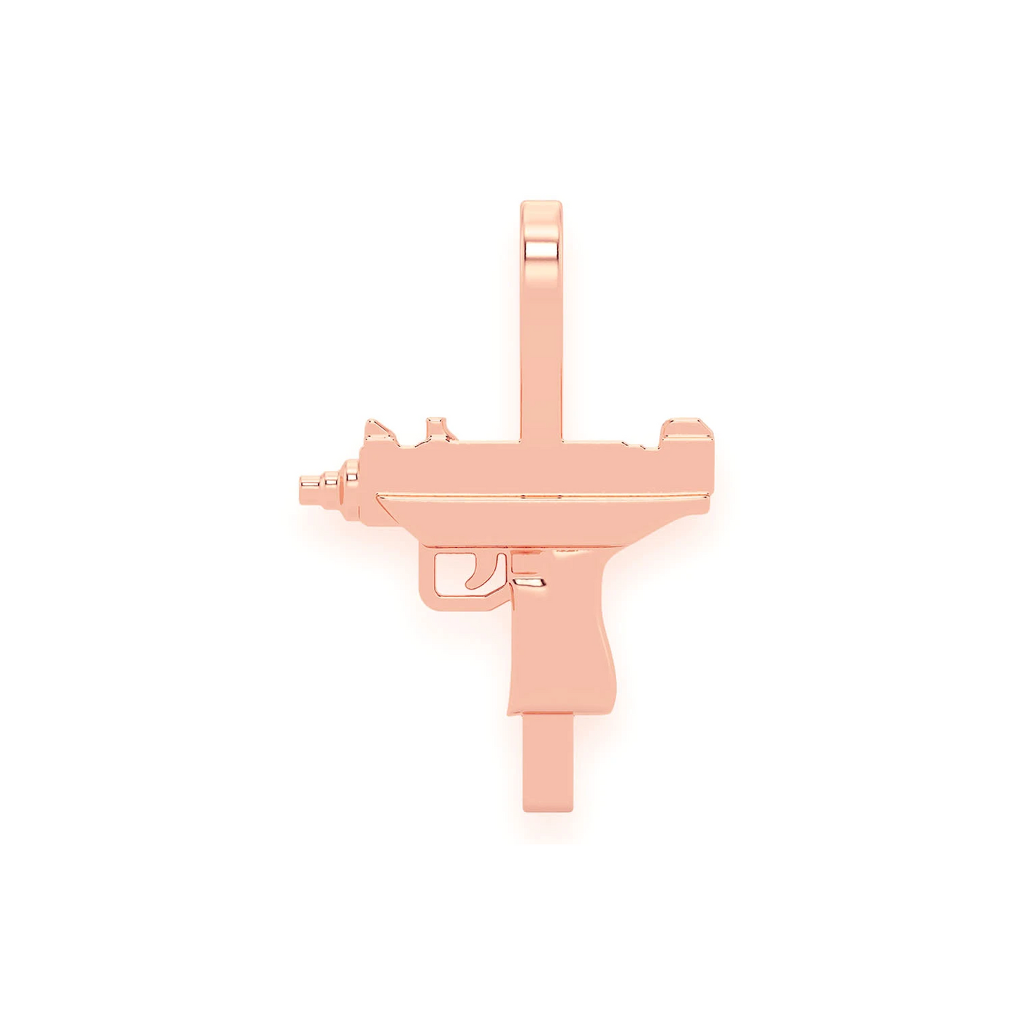 Uzi Diamond Pendant in 14K rose gold, Solid Gold, front view