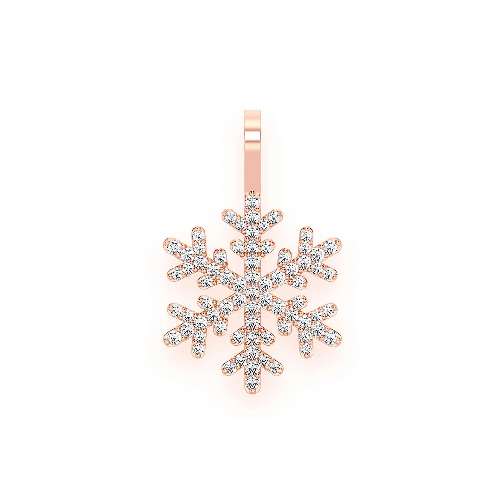 Snowflake Diamond Pendant in 14K rose gold, front view