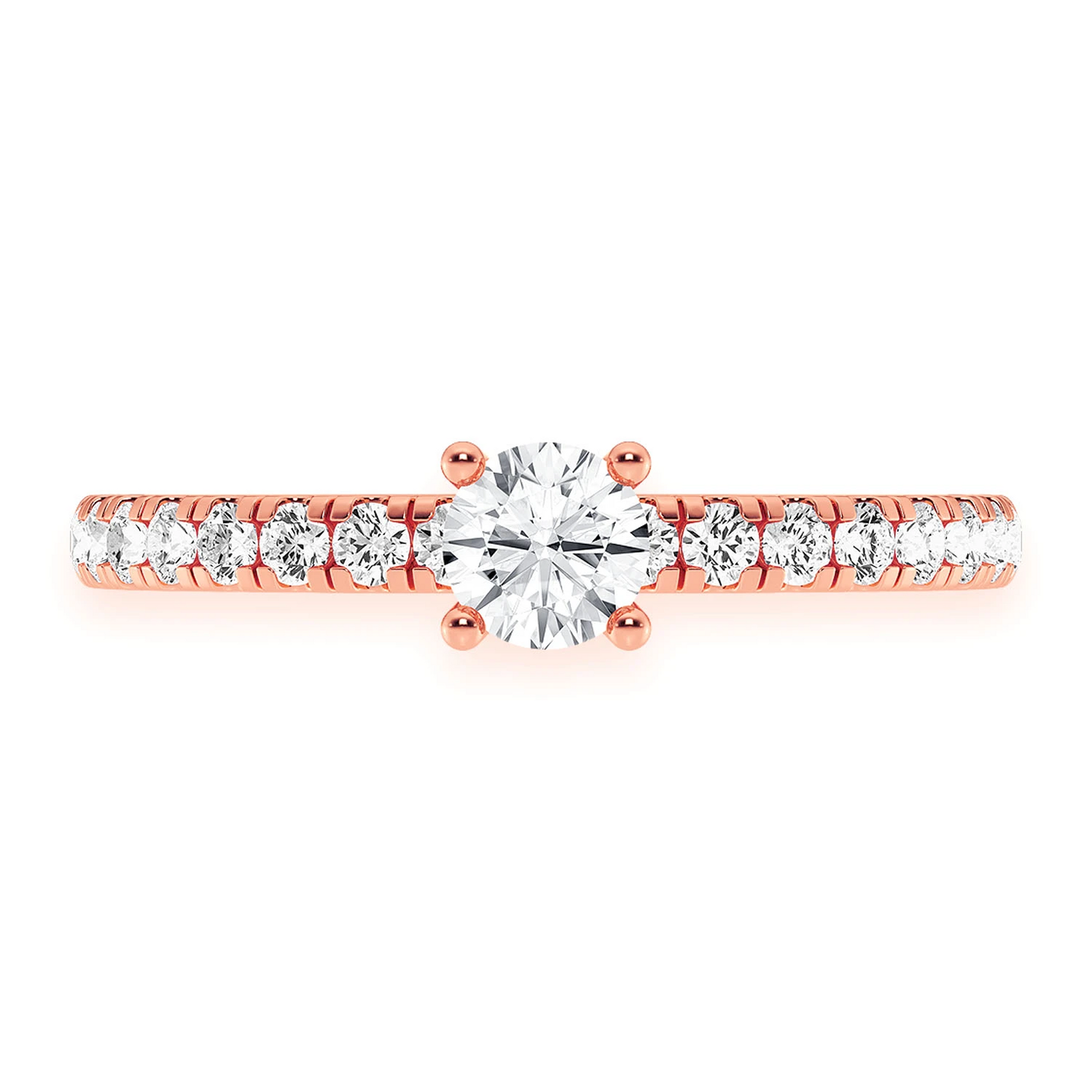 Classic One Row Under Halo Diamond Ring in 14K rose gold, front view