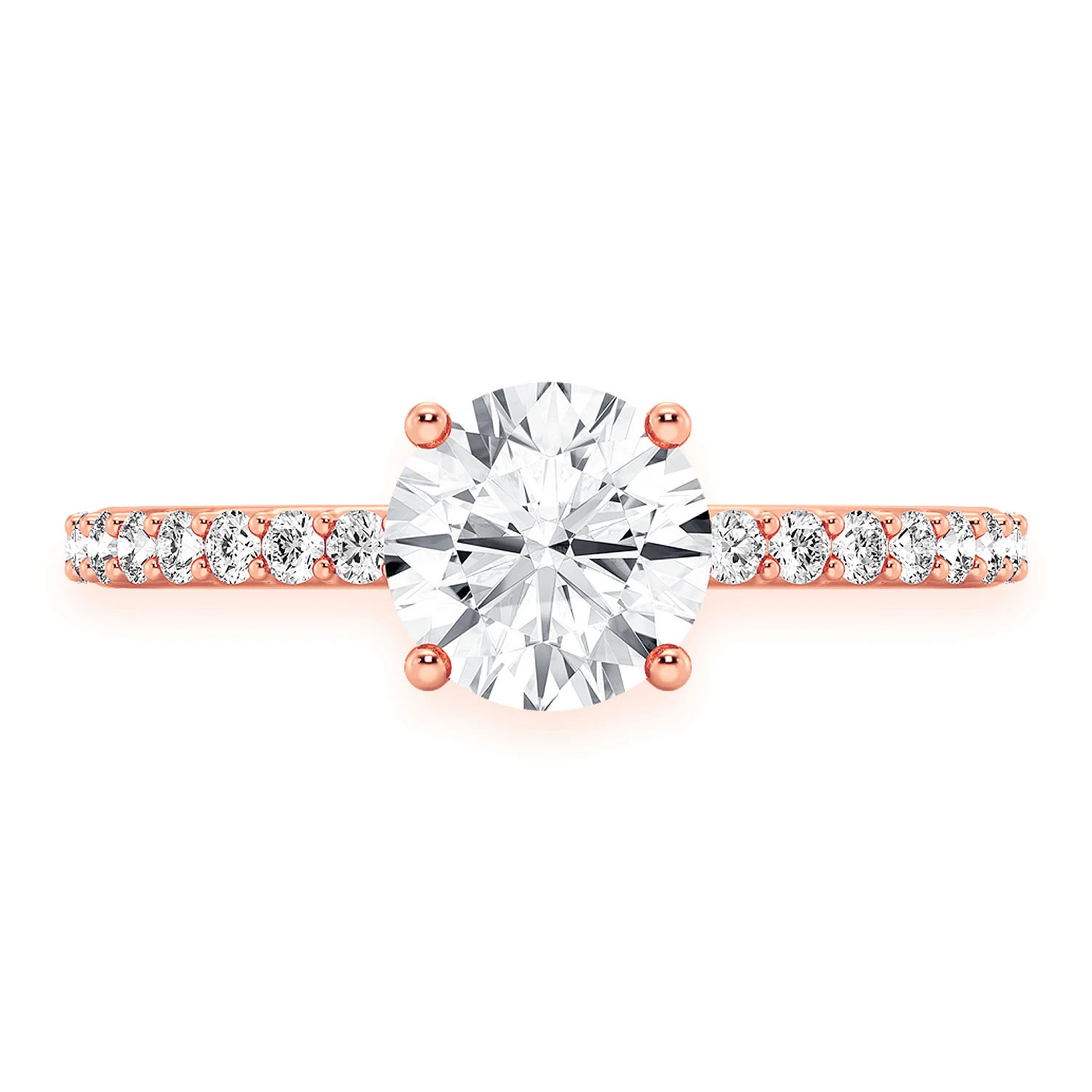1ct Round Halo Diamond Engagement Ring in 14K rose gold, front view