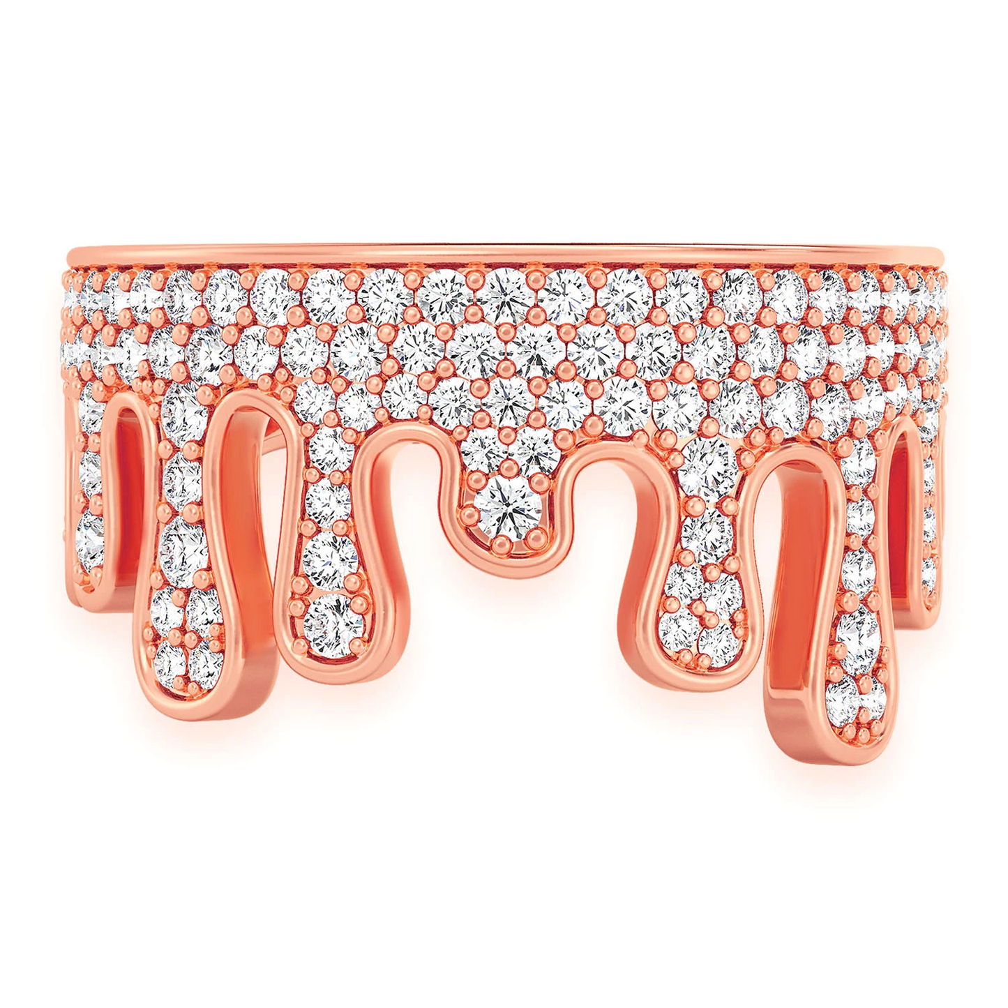 Diamond Drip Ring in 14K rose gold, 1.40ctw, front view