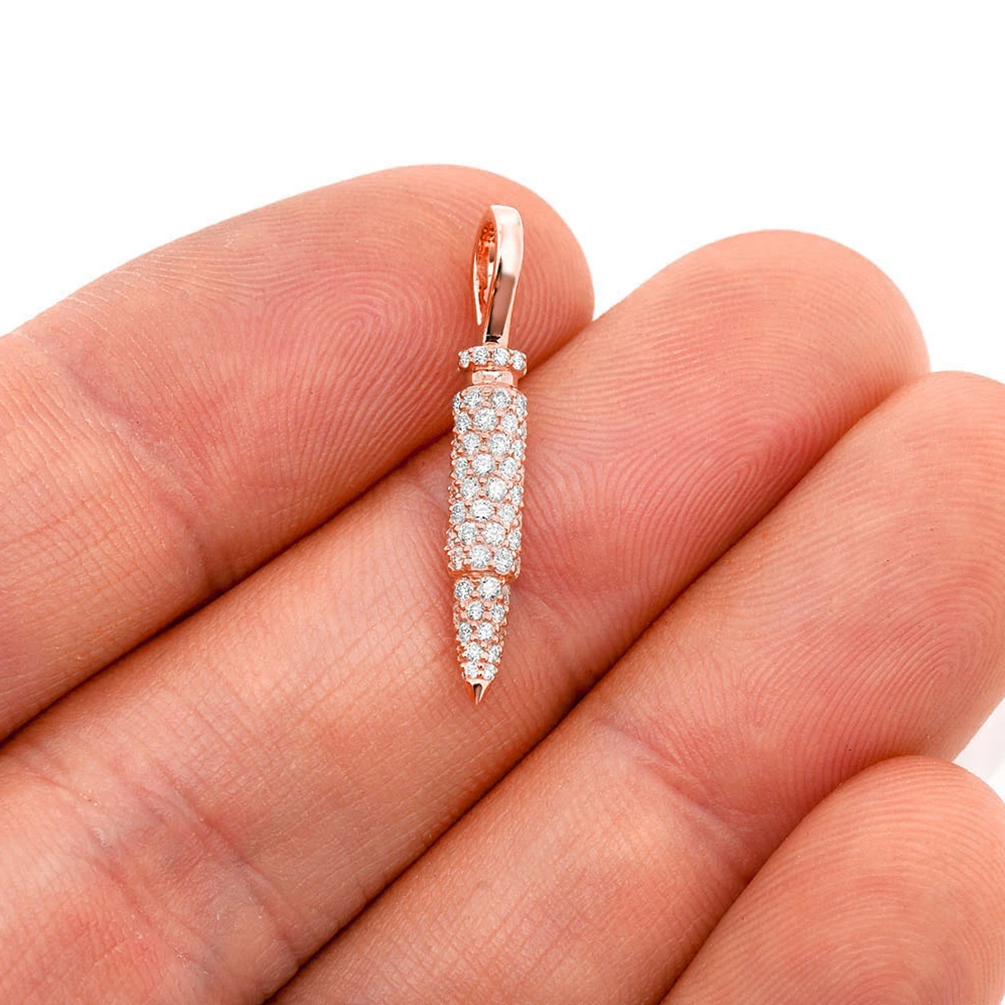 Bullet Diamond Pendant in 14K rose gold, angled view