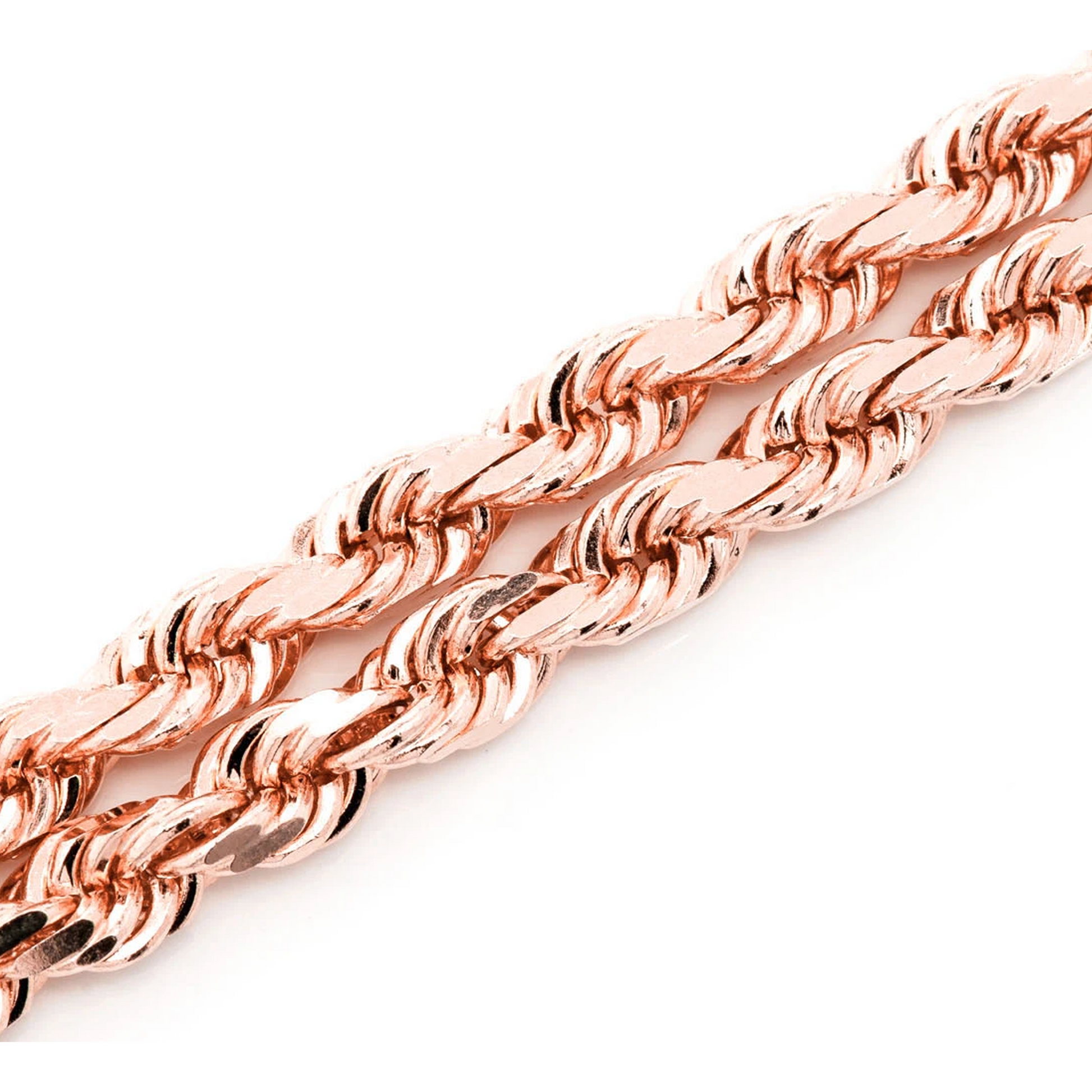 Rope Gold Chain in 14K rose gold, 4.5mm width, angled view
