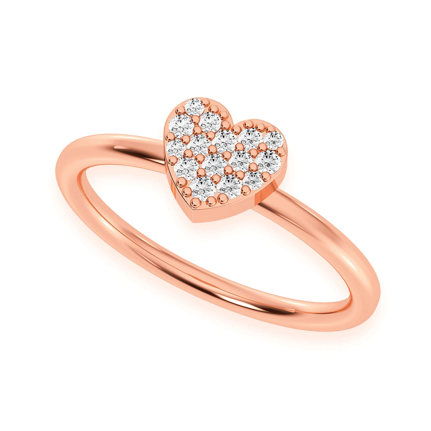 Bubbly Heart Diamond Ring in 14K rose gold, 0.10ctw, detail view