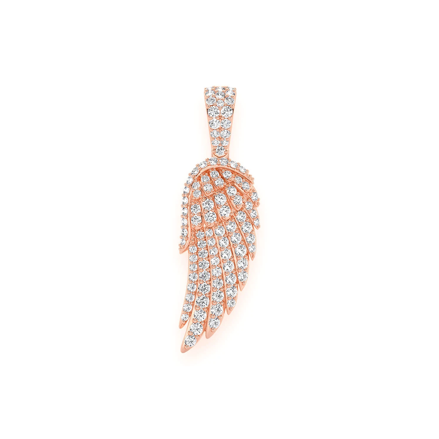 Angel Wing Feather Diamond Pendant in 14K rose gold, Entry | 0.85ctw, front view