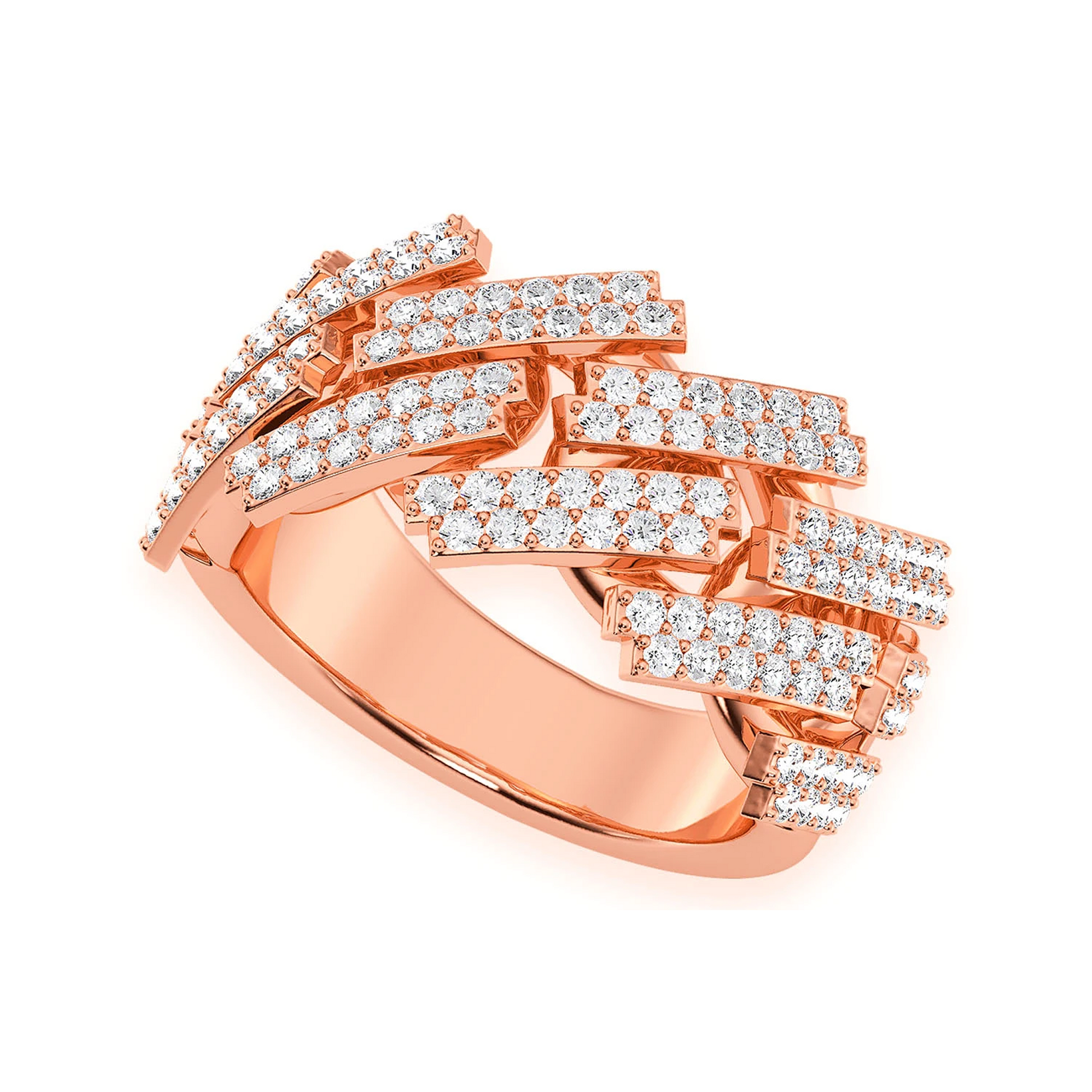 Serrated Cuban Diamond Ring in 14K white gold, angled view
