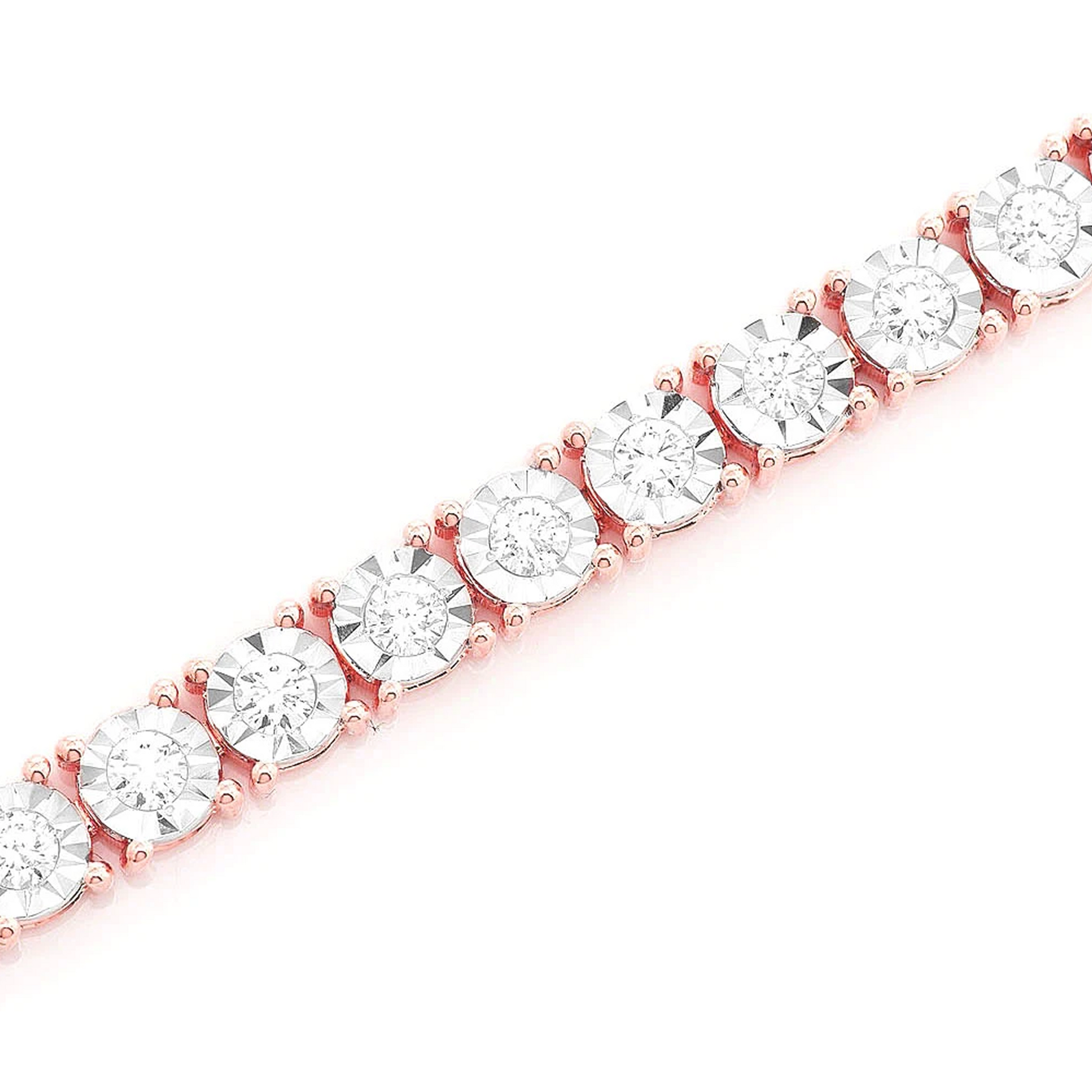 Miracle Diamond Tennis Bracelet in 14K rose gold, 12pt / 4.15ctw, detail view