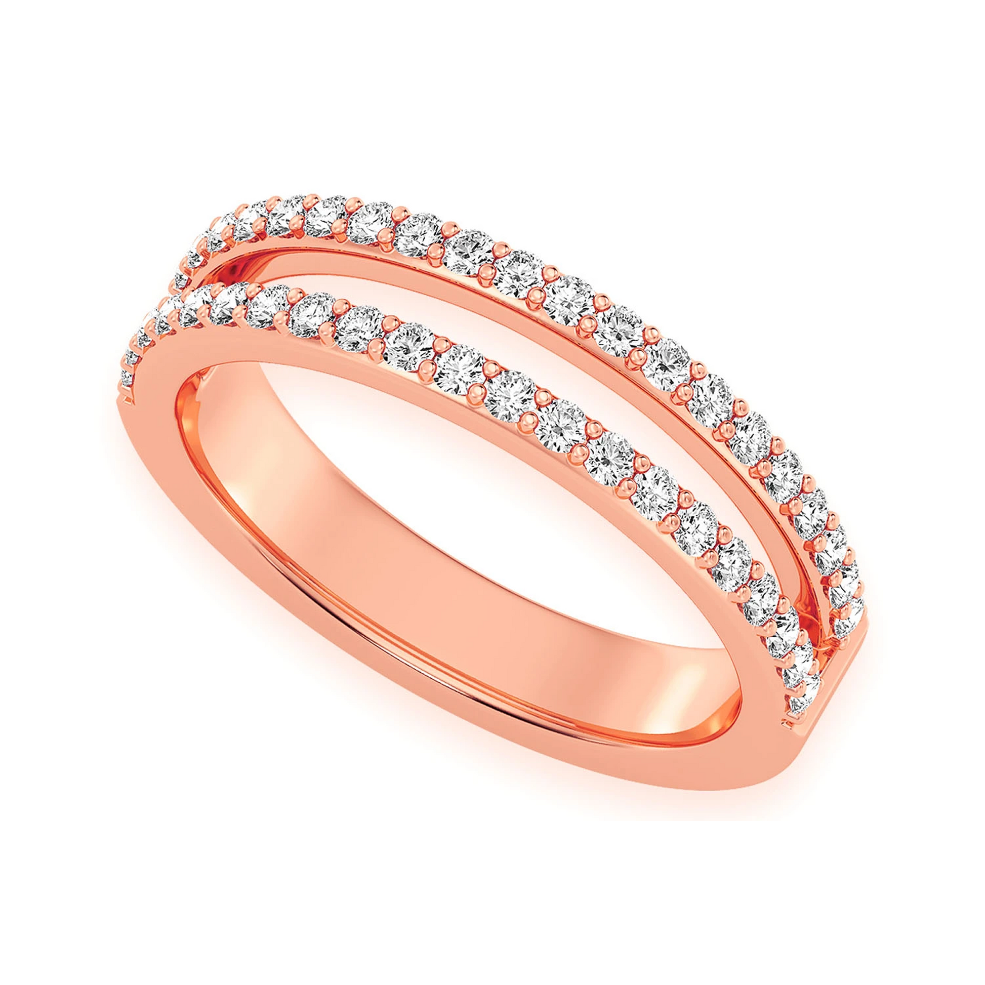 Double Row Band Ring in 14K rose gold, angled view