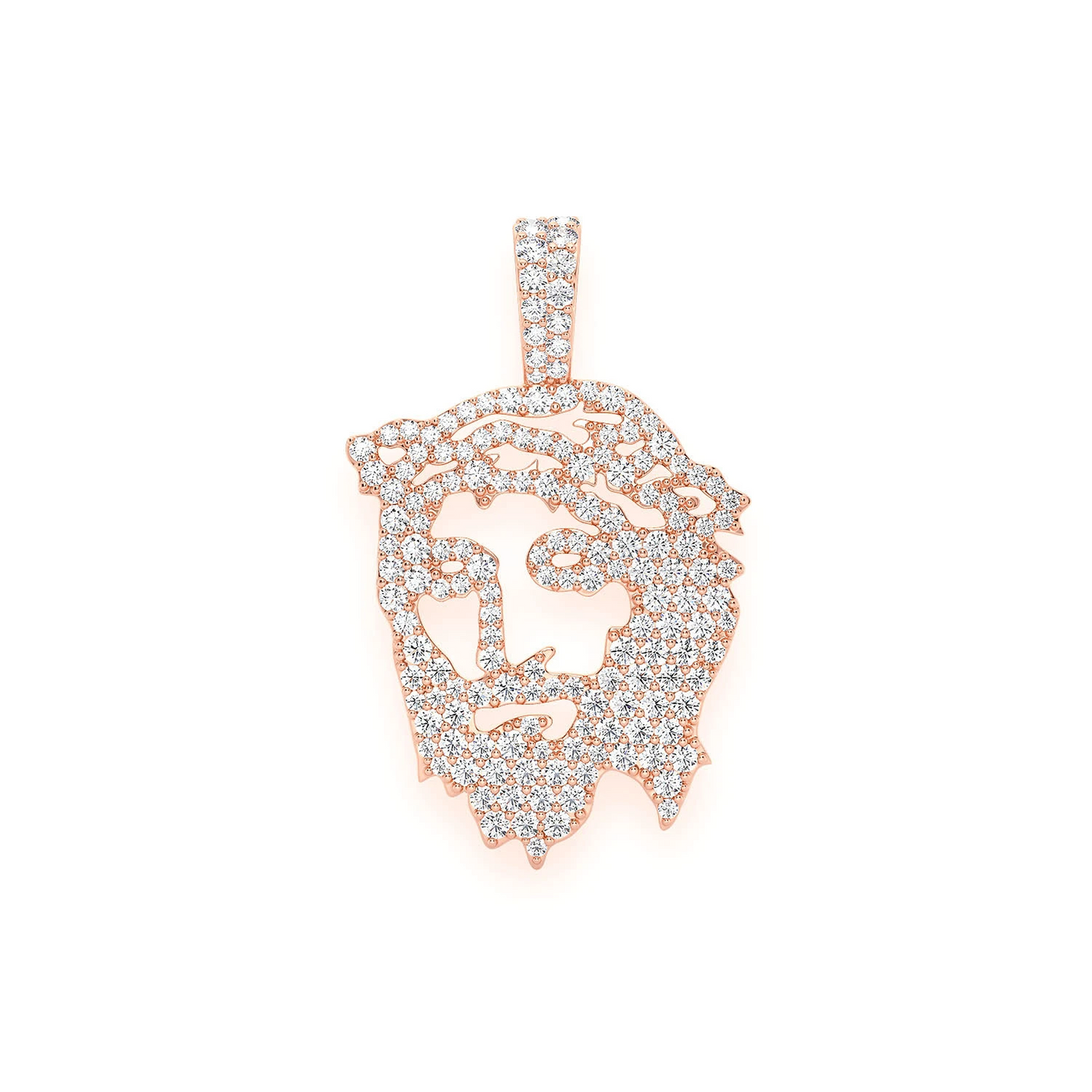 Jesus Silhouette Diamond Pendant in 14K rose gold, Large | 1.25ctw, front view