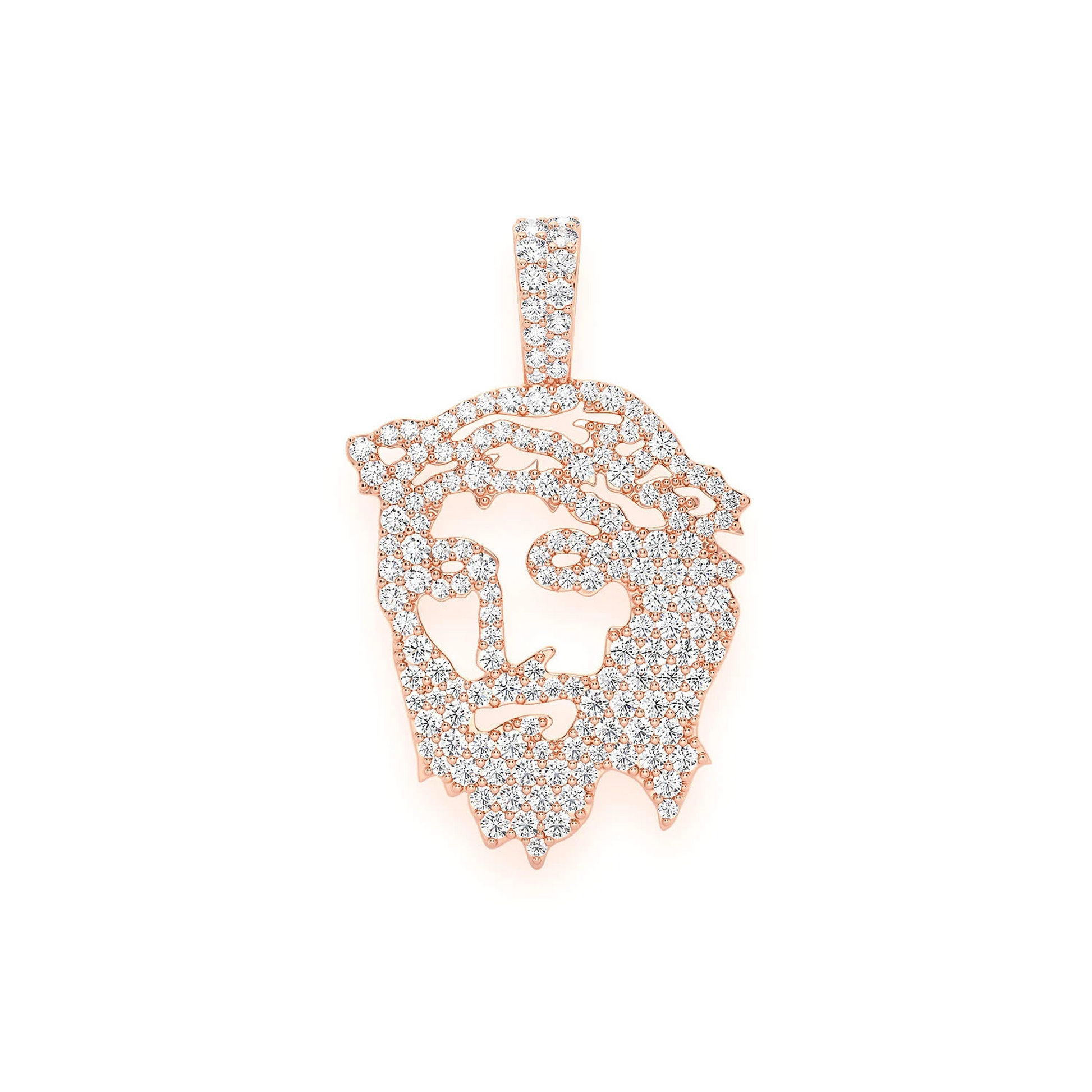 Jesus Silhouette Diamond Pendant in 14K rose gold, Large | 1.25ctw, front view