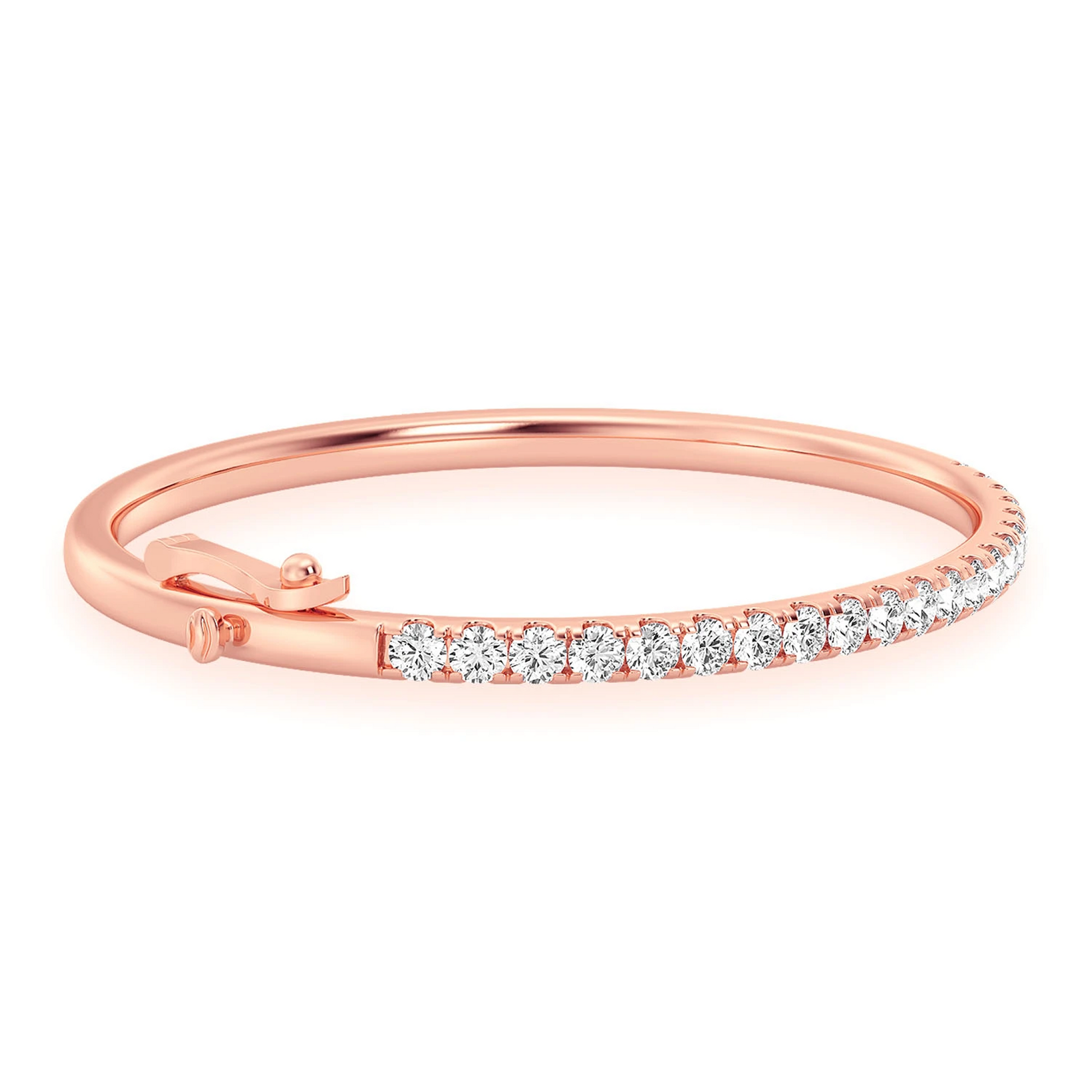 Scallop Diamond Bangle in 14K rose gold, 10pt / 2.15ctw, angled view
