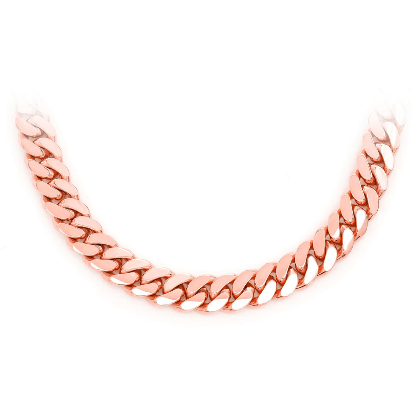 Miami Cuban Gold Chain in 14K rose gold, 8mm width, front view