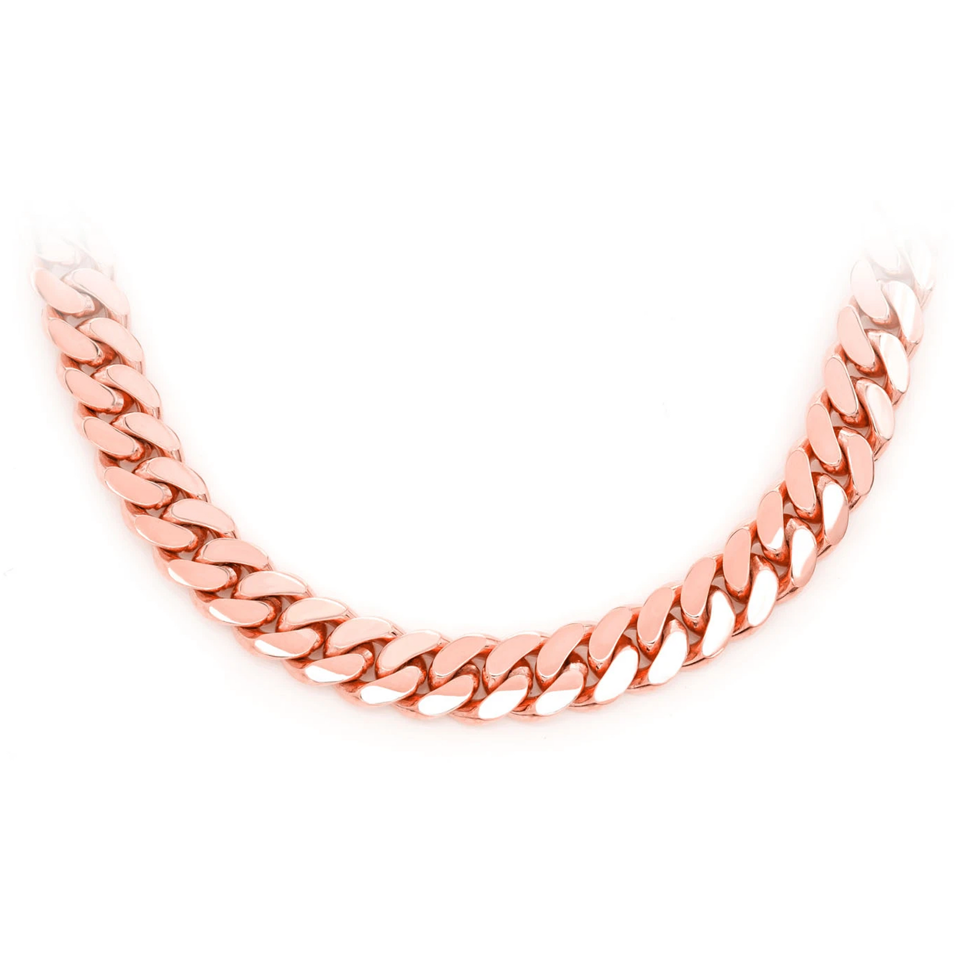 Miami Cuban Gold Chain in 14K rose gold, 8mm width, front view