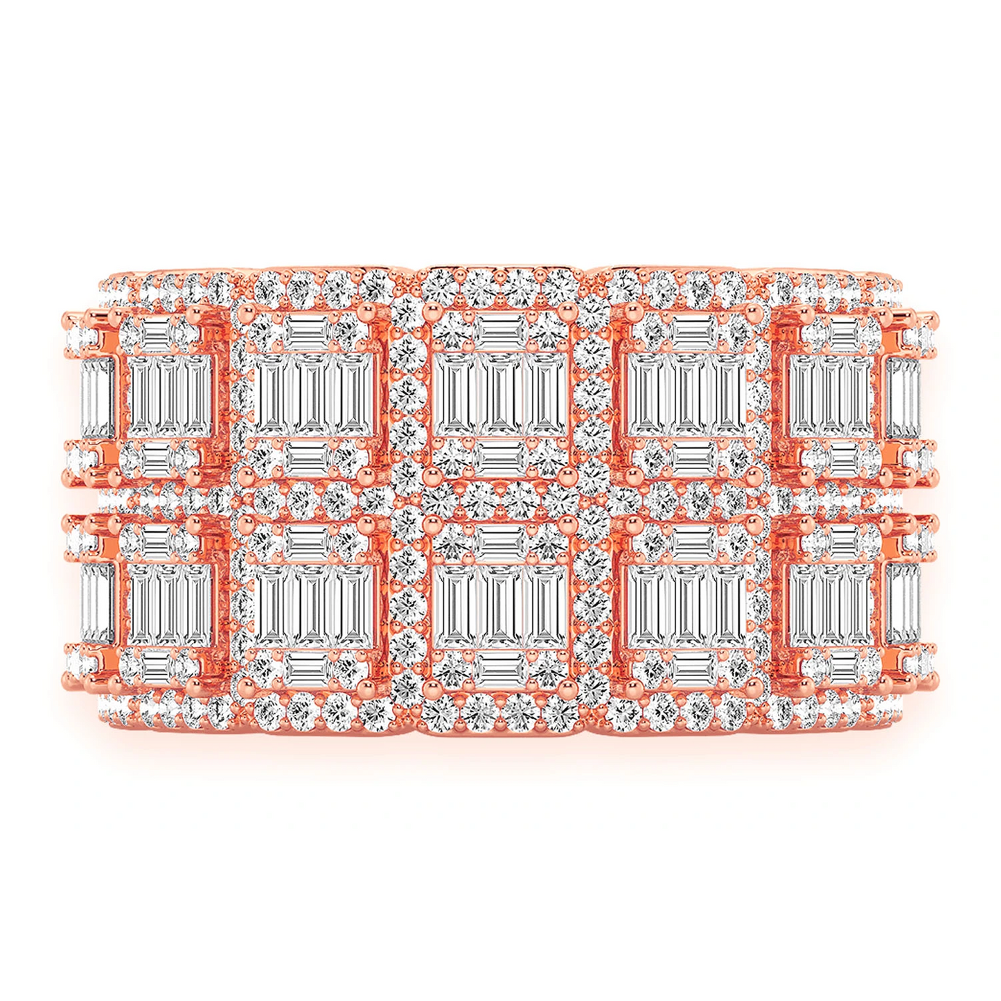 Baguette Border Diamond Ring in 14K rose gold, front view