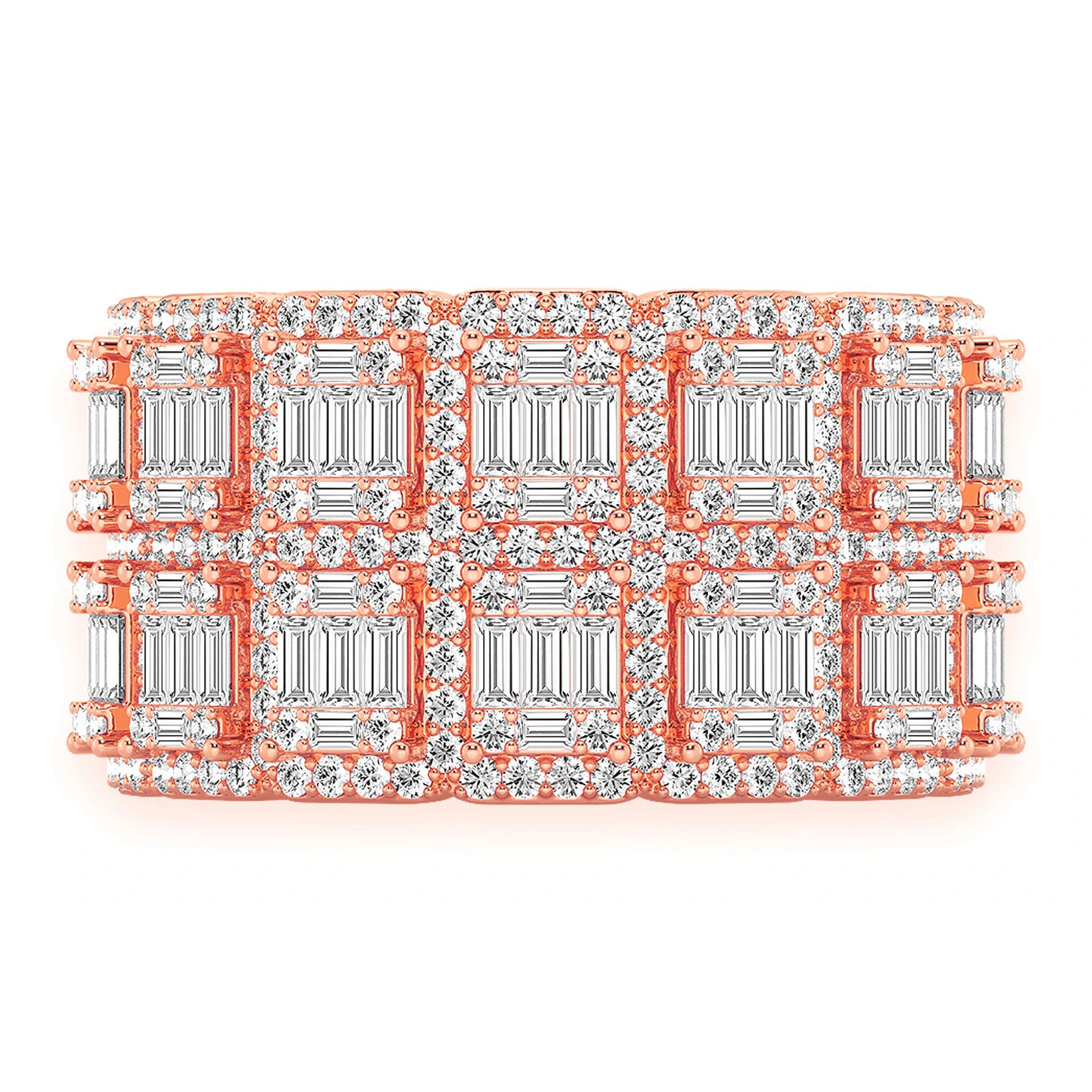 Baguette Border Diamond Ring in 14K rose gold, front view