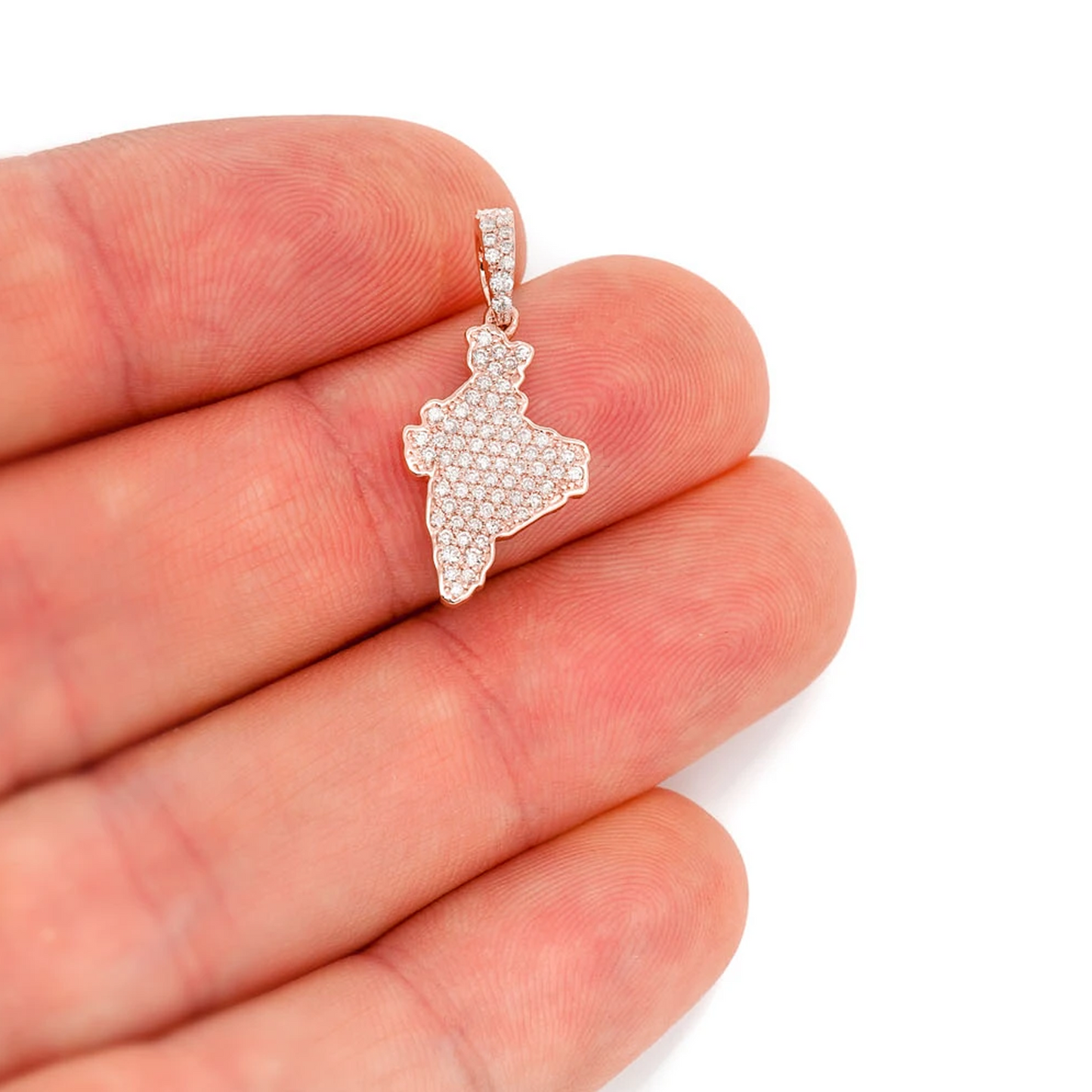 India Diamond Pendant in 14K rose gold, angled view