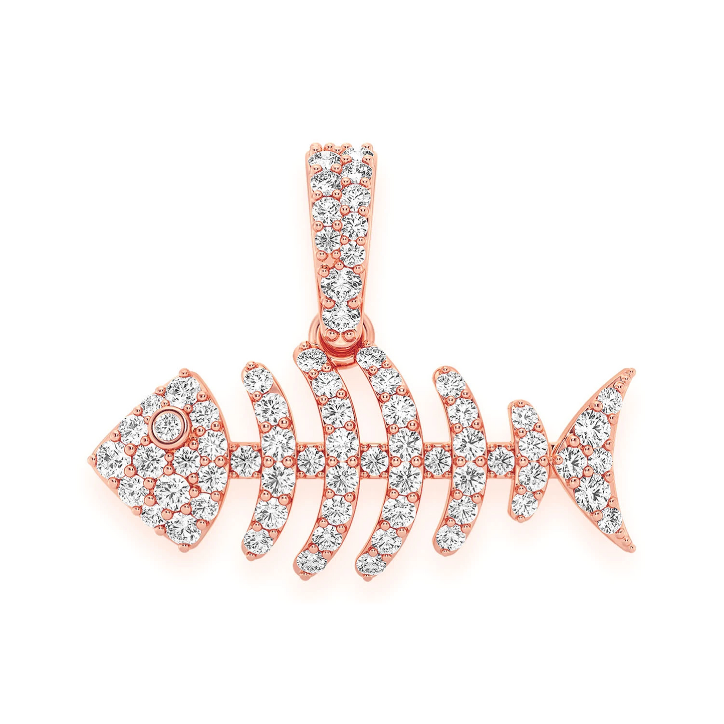 Fishbone Diamond Pendant in 14K rose gold, front view