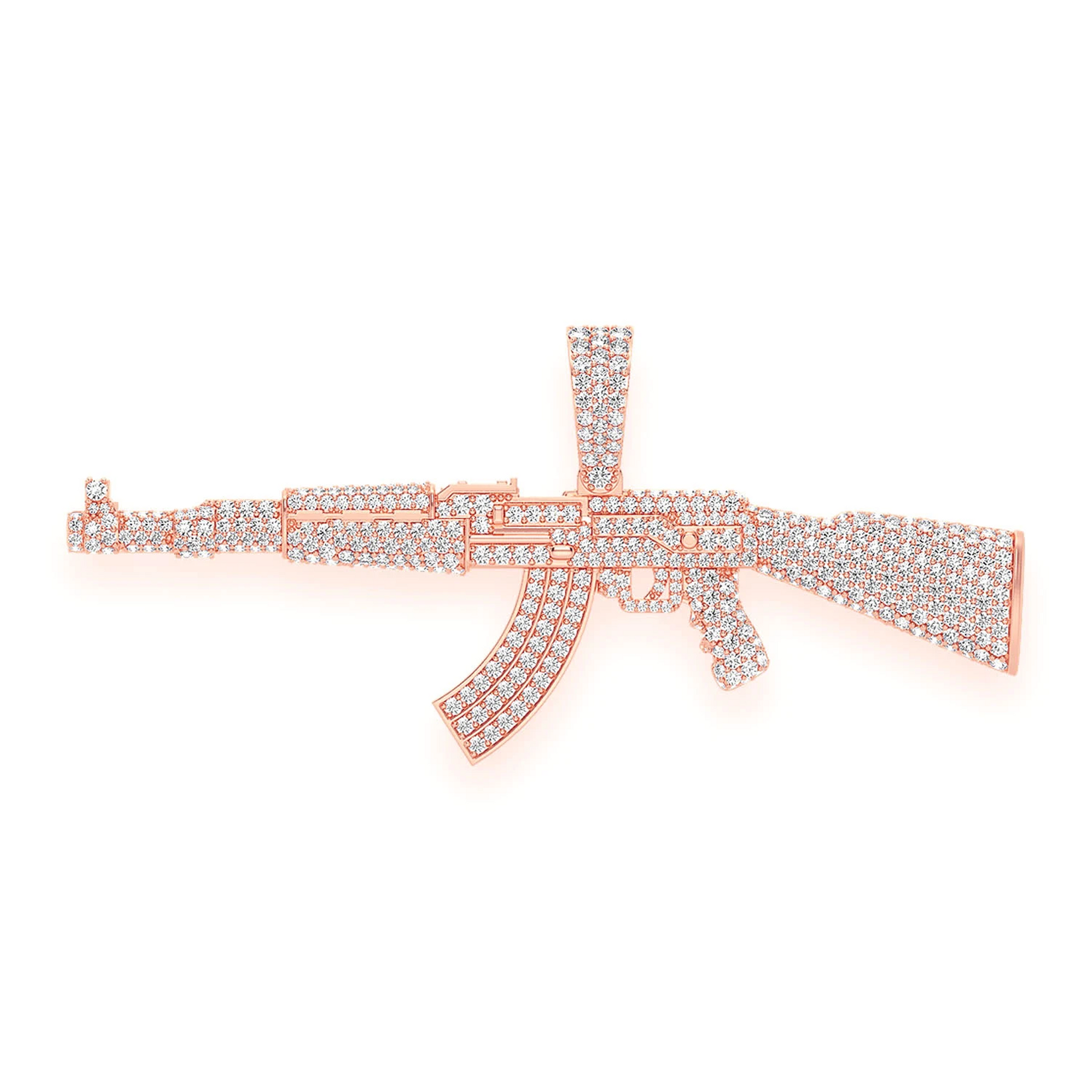 AK47 Draco Diamond Pendant in 14K rose gold, 3.25ctw, front view