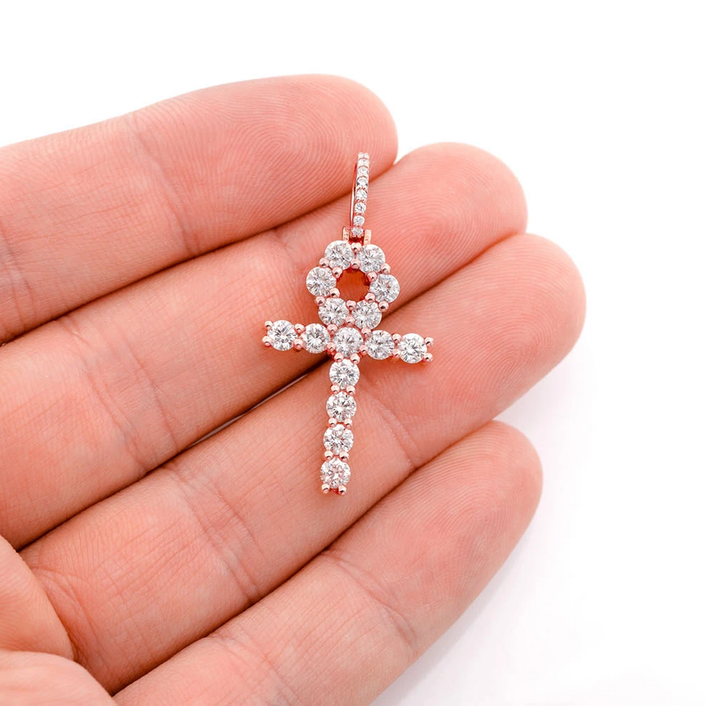 Diamond Ankh Pendant in 14K rose gold, Statement | 2.35ctw, alternate view