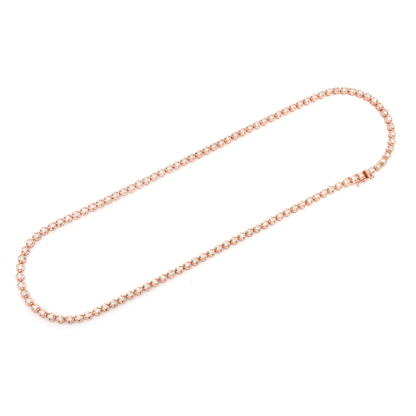 Crown Diamond Tennis Necklace in 14K rose gold, 2pt / 3.75ctw, angled view