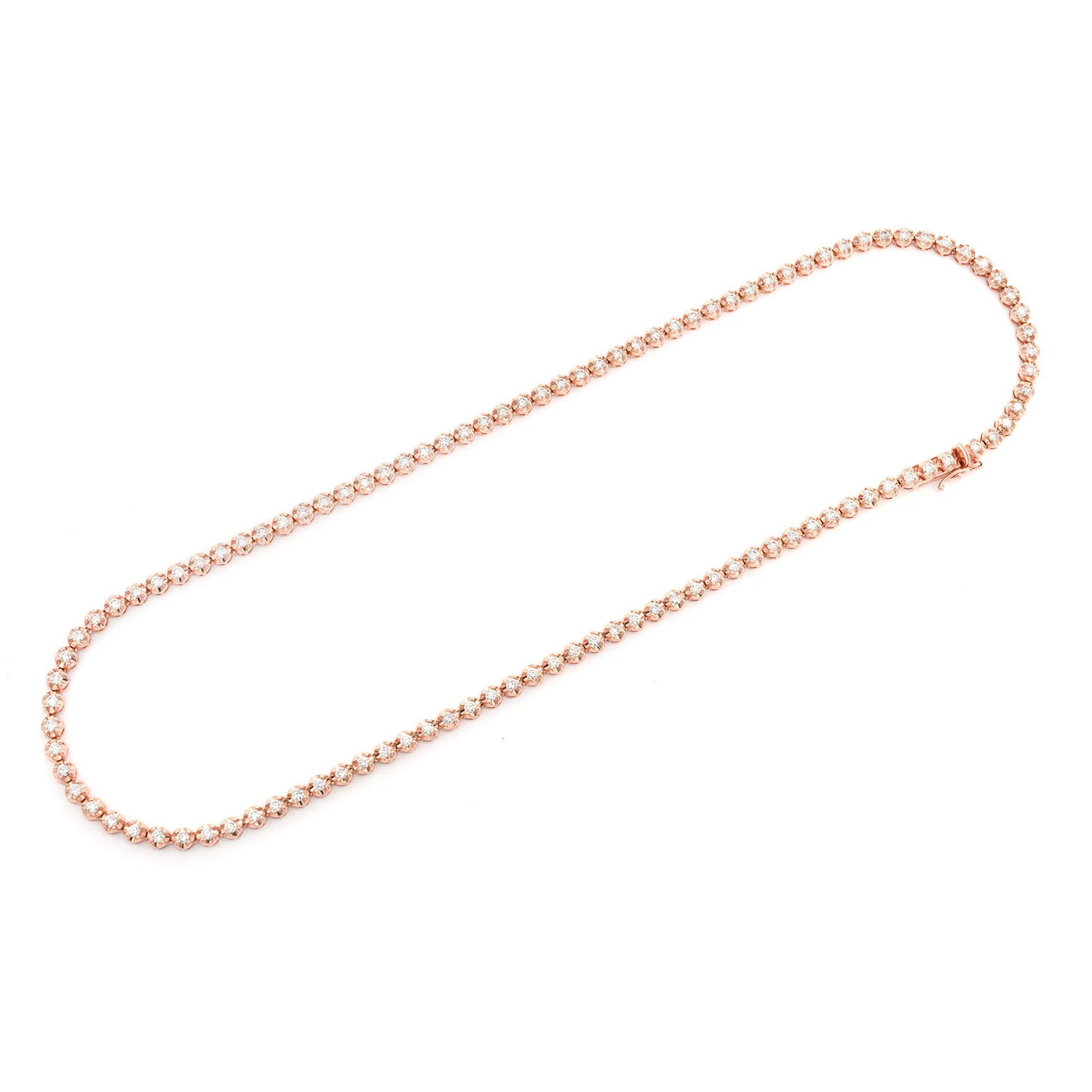 Crown Diamond Tennis Necklace in 14K rose gold, 2pt / 3.75ctw, angled view