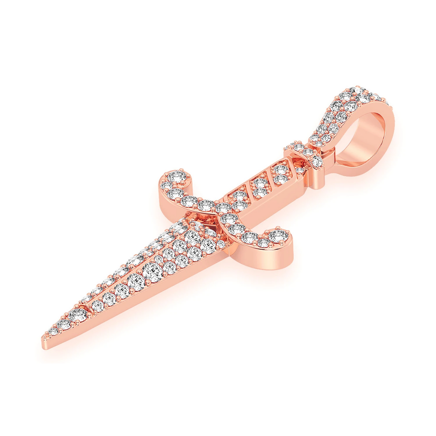 Dagger Pendant in 14K rose gold, Statement | 1.50ctw, detail view