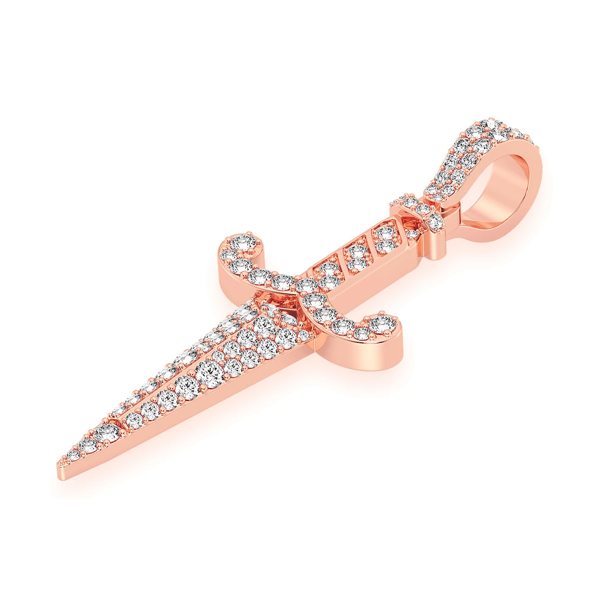 Dagger Pendant in 14K rose gold, Statement | 1.50ctw, detail view