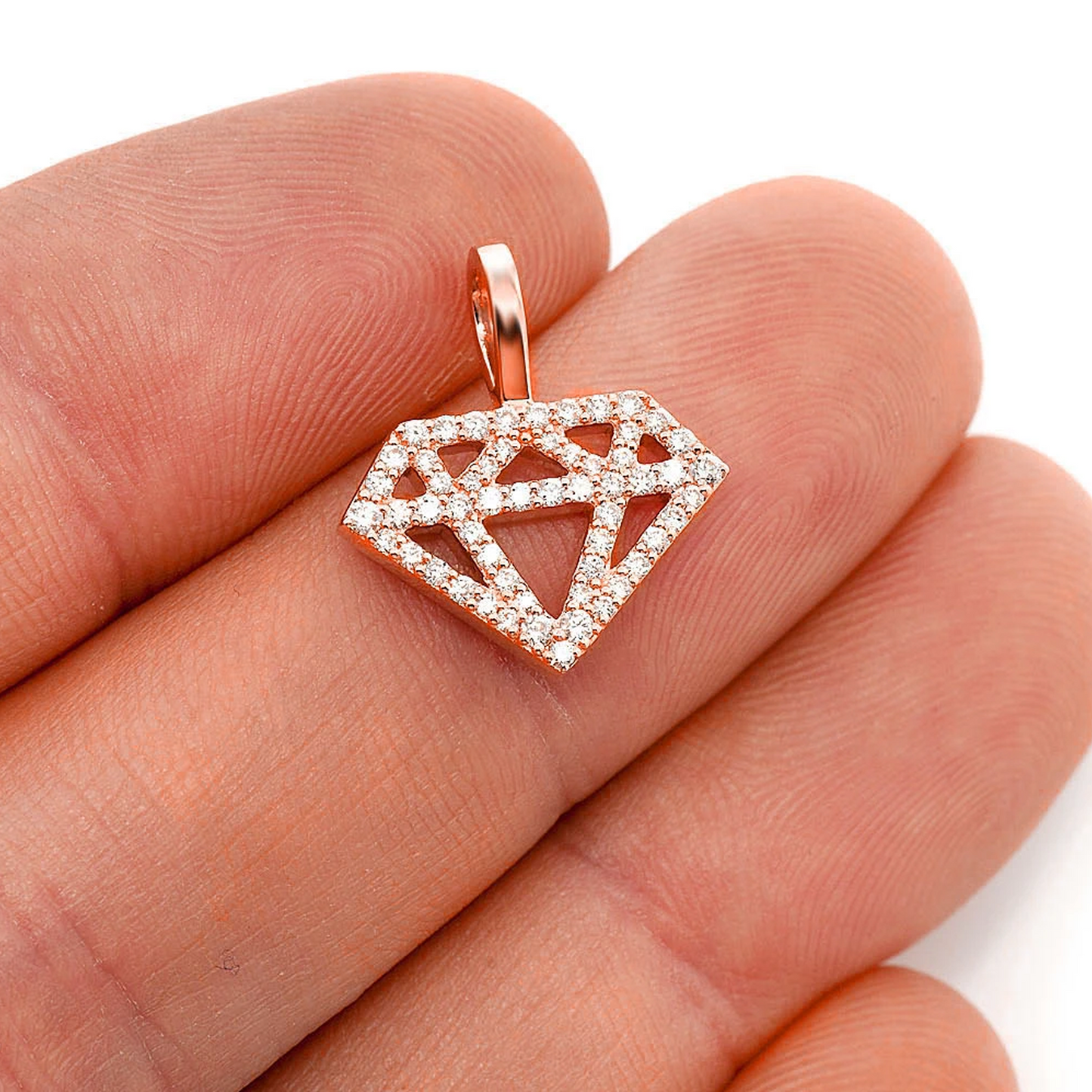 Diamond Silhouette Pendant in 14K rose gold, Signature | 0.35ctw, alternate view