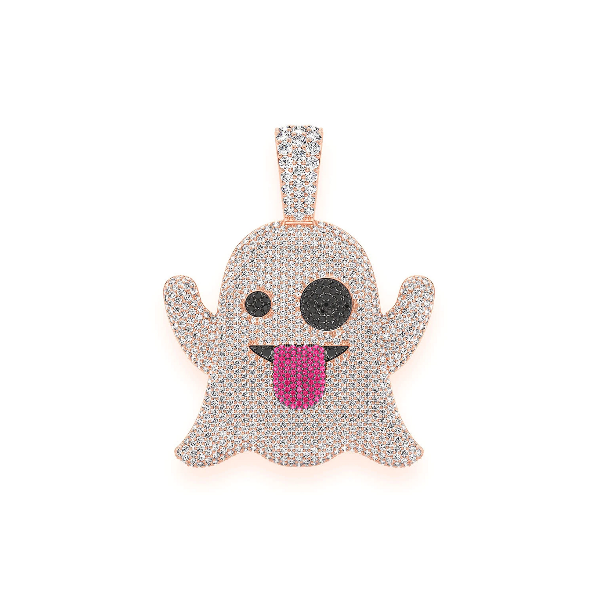 Ghost Ruby & Diamond Pendant in 14K rose gold, 8.35ctw, front view
