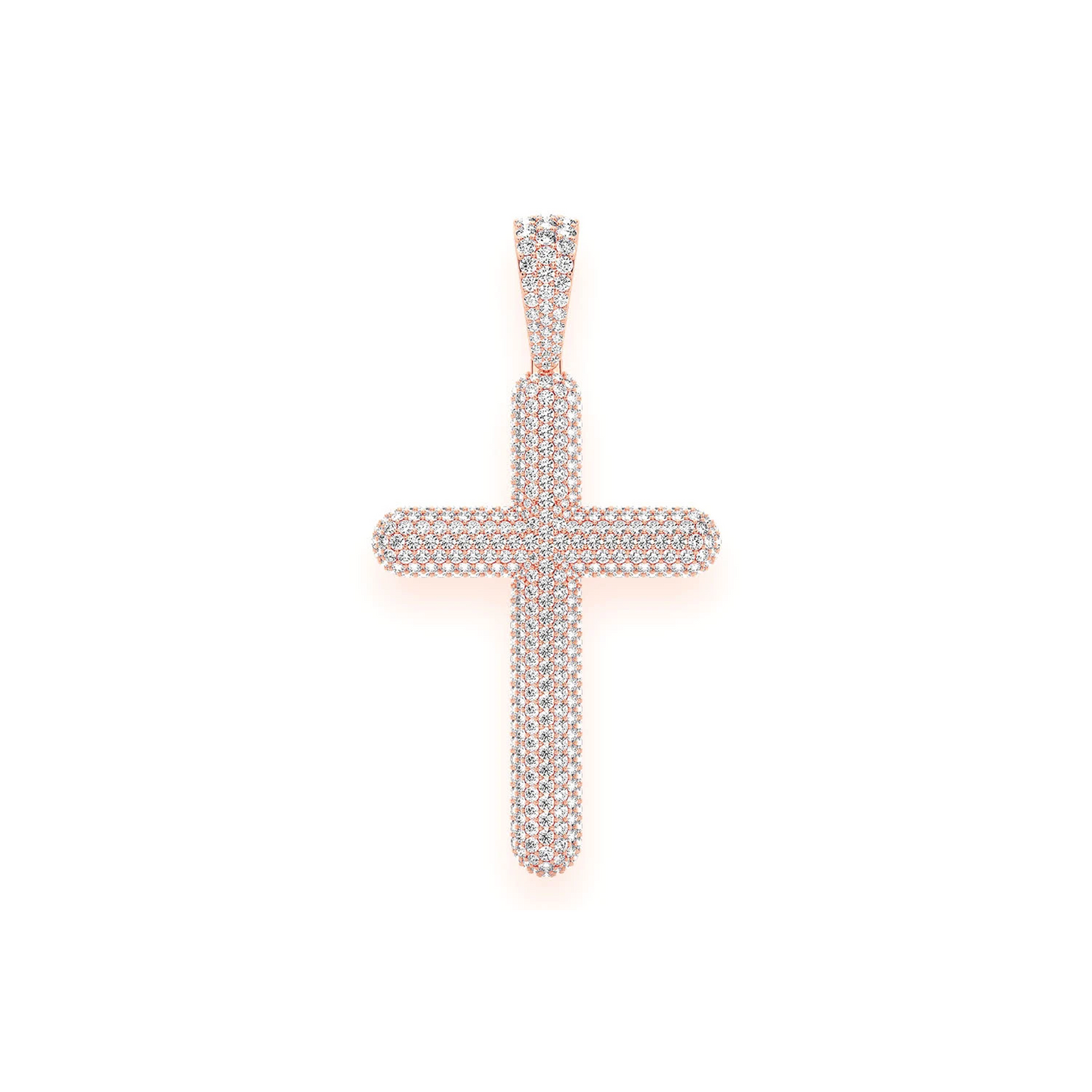 Bubbly Diamond Cross Pendant in 14K rose gold, Statement | 8.50ctw, front view