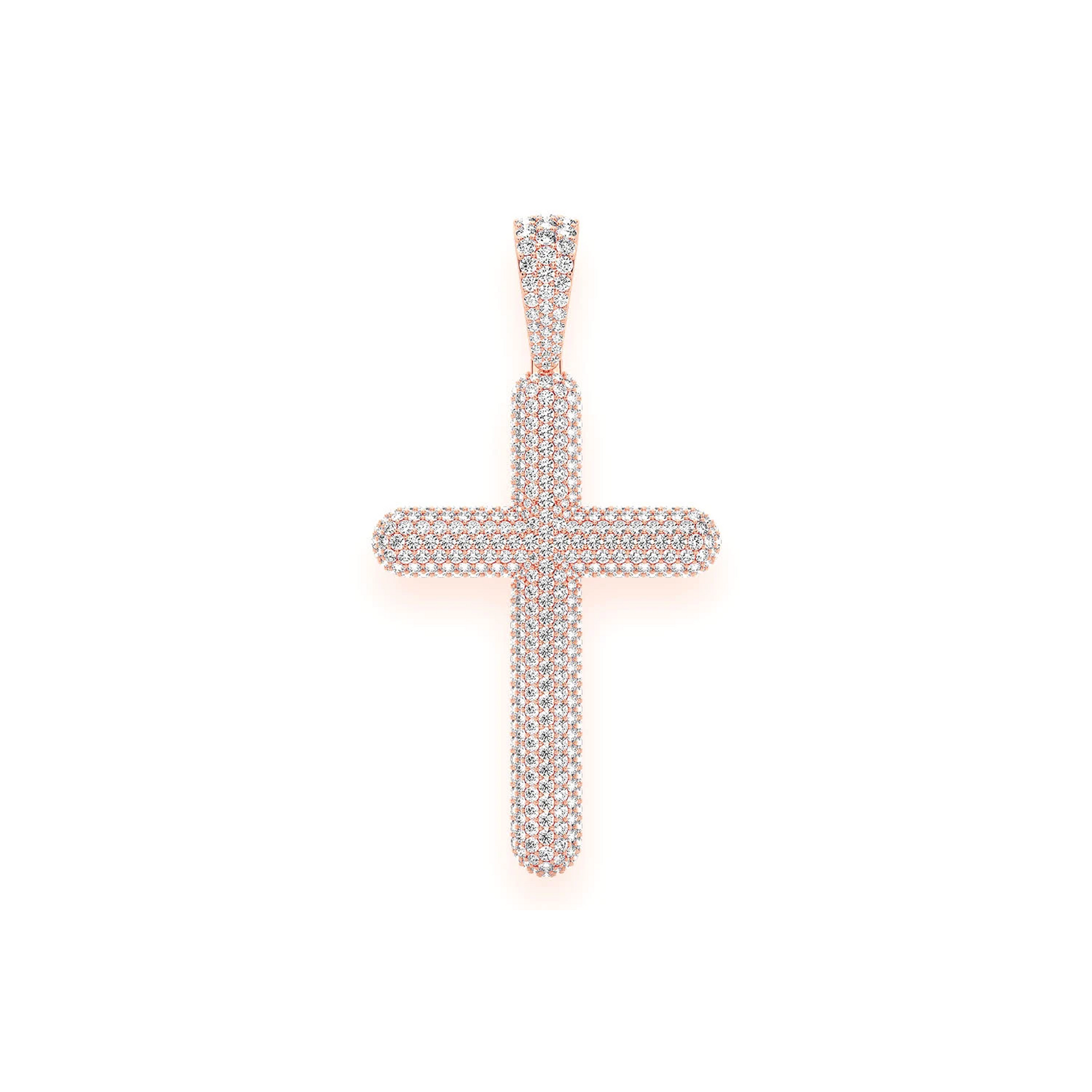 Bubbly Diamond Cross Pendant in 14K rose gold, Statement | 8.50ctw, front view