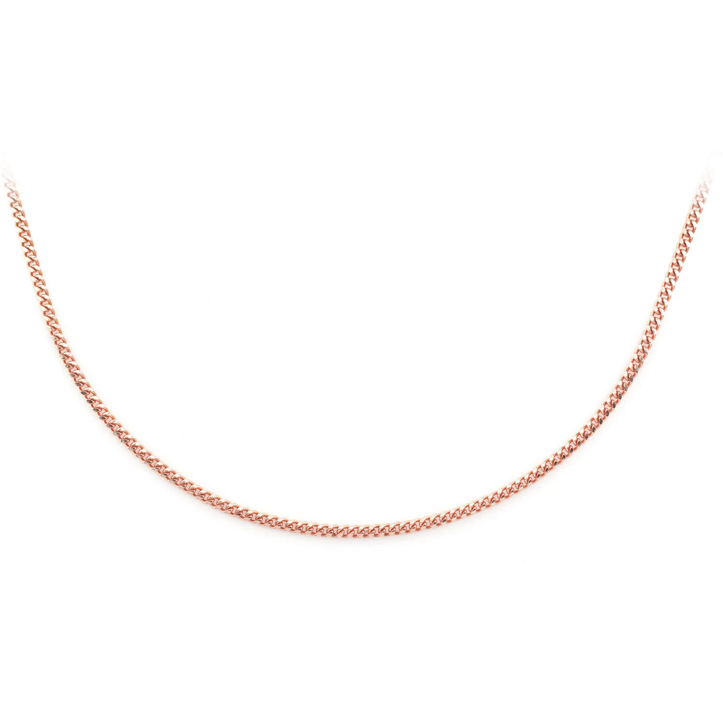 Miami Cuban Gold Chain in 14K rose gold, 1mm width, front view