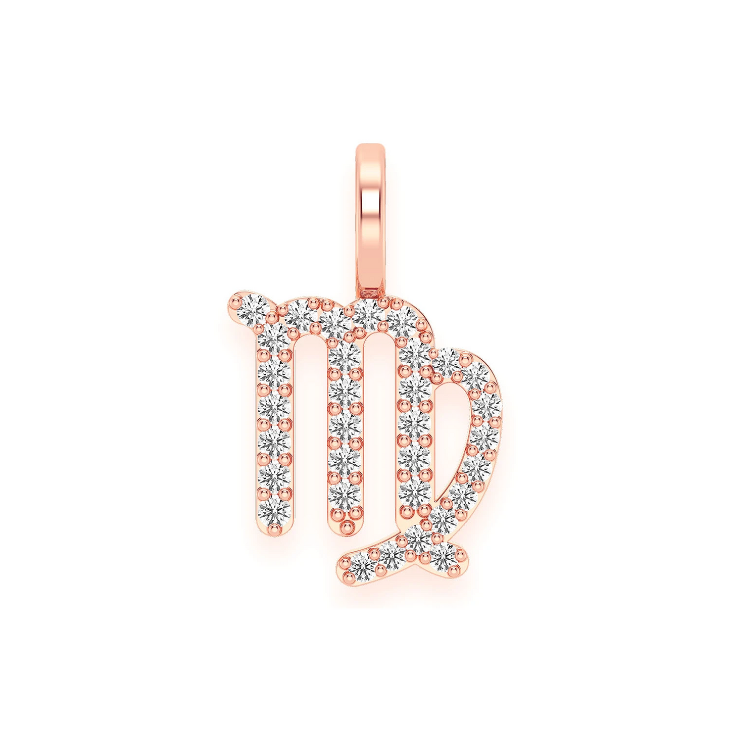Astrology Zodiac Diamond Pendant in 14K rose gold, Virgo design, front view