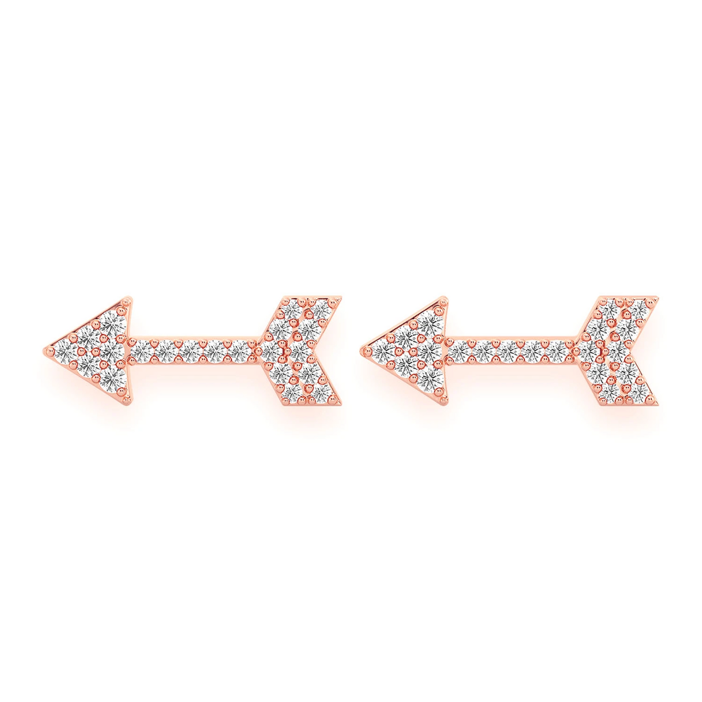 Arrow Diamond Stud Earrings in 14K rose gold, front view