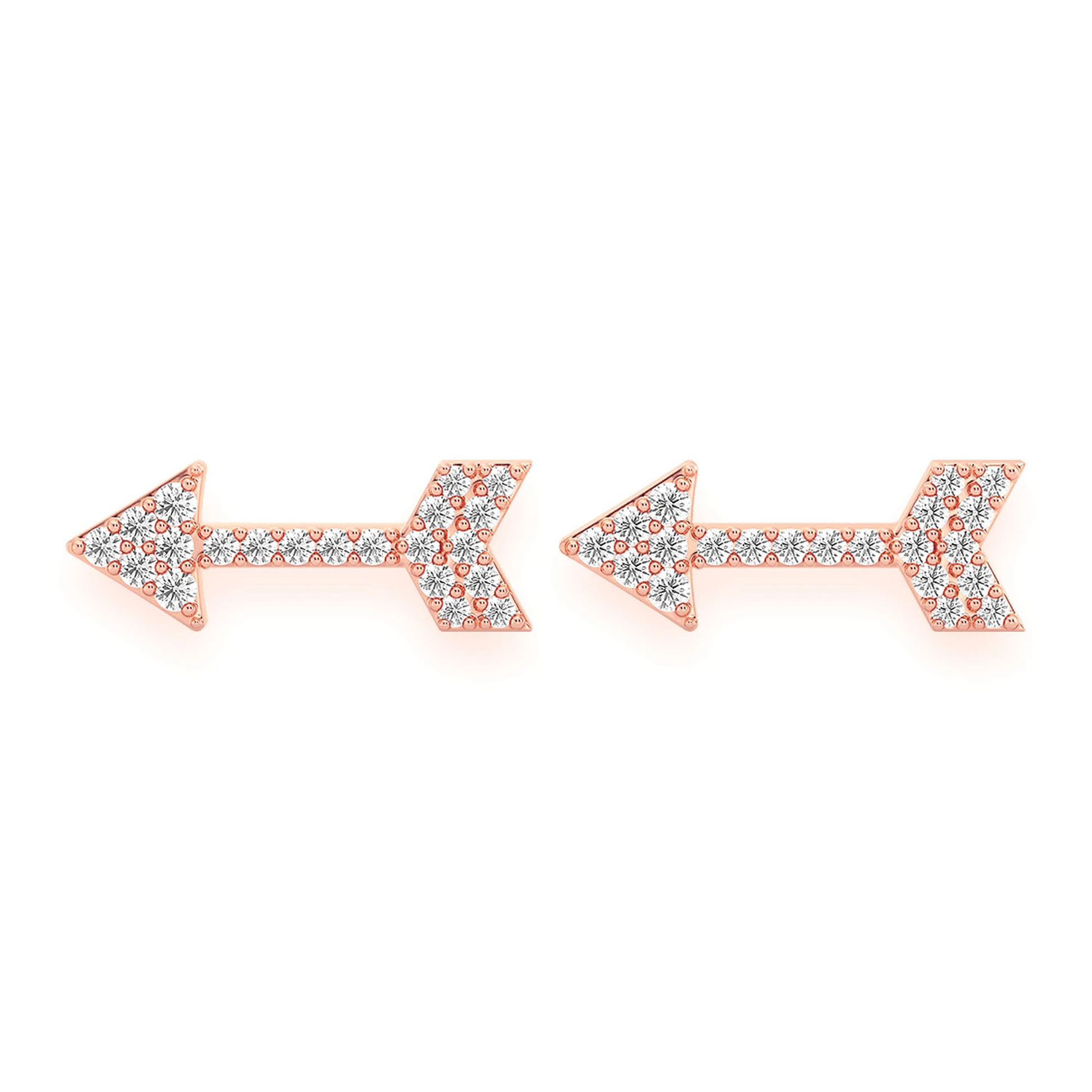Arrow Diamond Stud Earrings in 14K rose gold, front view