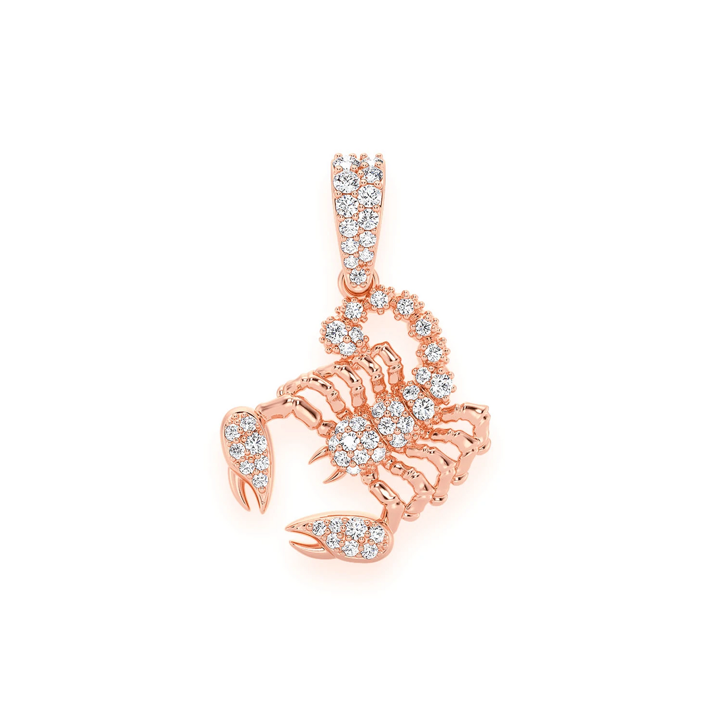 Scorpion Diamond Pendant in 14K rose gold, Set | 0.25ctw, front view
