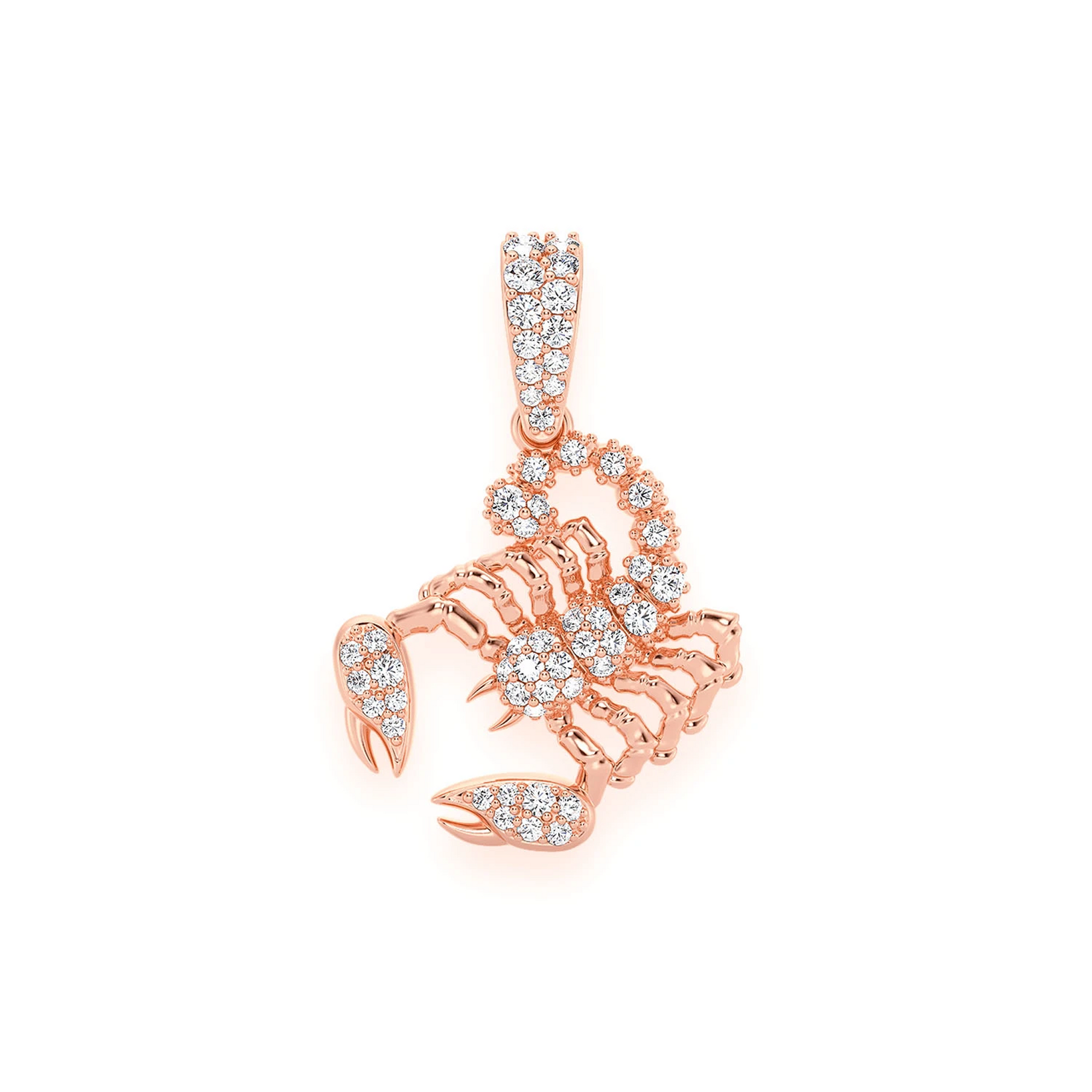 Scorpion Diamond Pendant in 14K rose gold, Set | 0.25ctw, front view