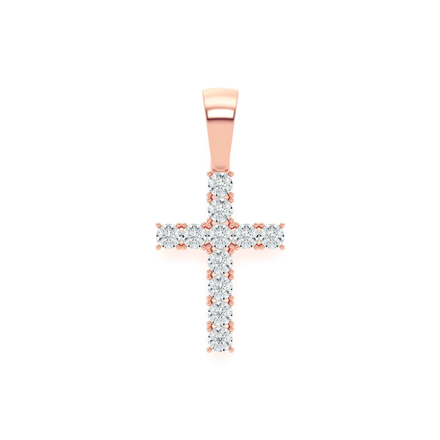 Miracle Diamond Cross in 14K rose gold, front view