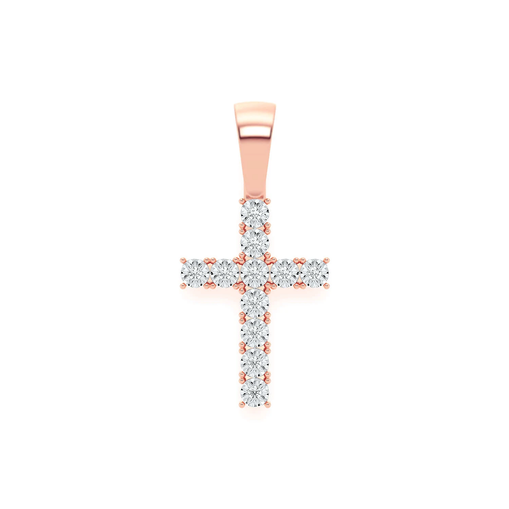 Miracle Diamond Cross in 14K rose gold, front view