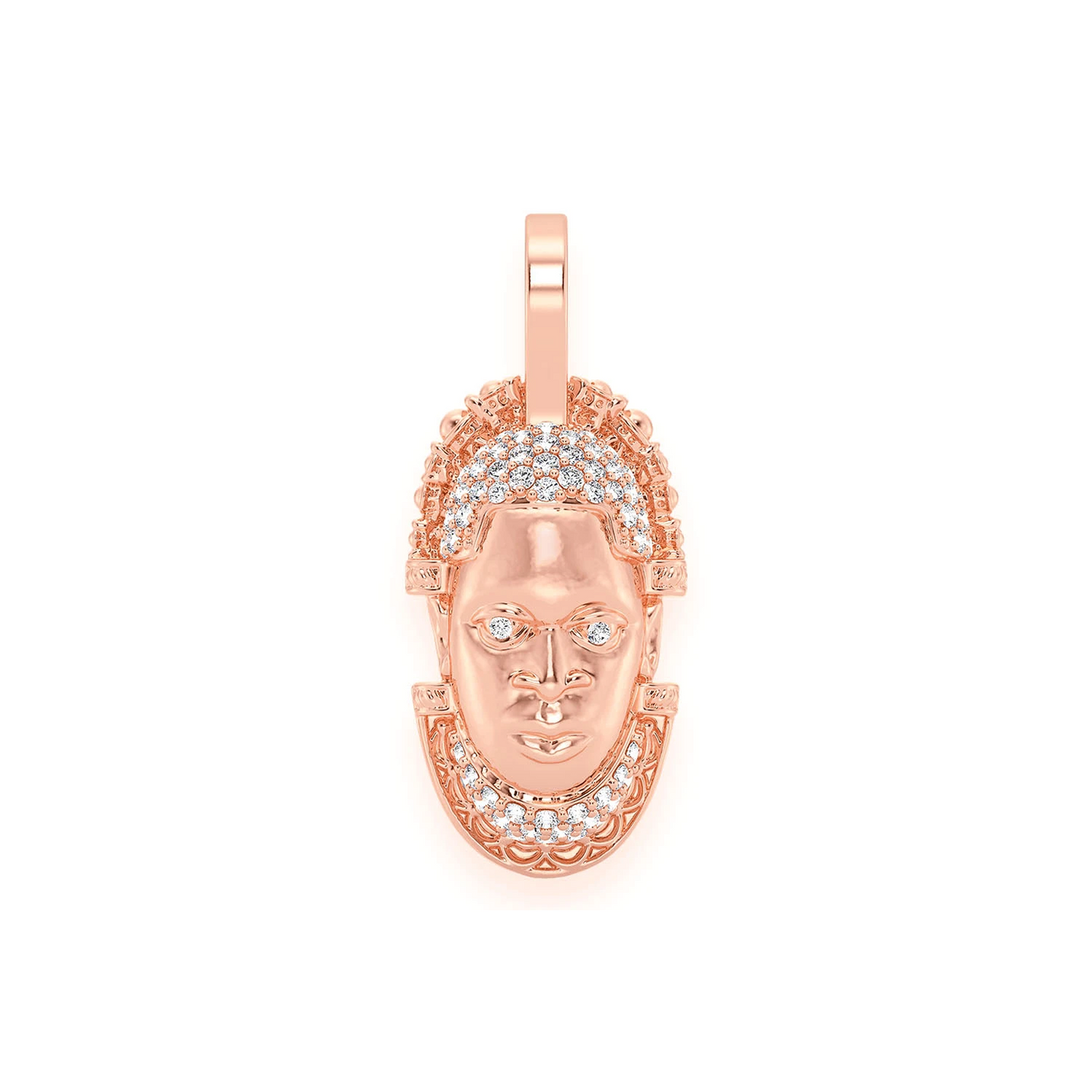 Edo Mask Diamond Pendant in 14K rose gold, front view