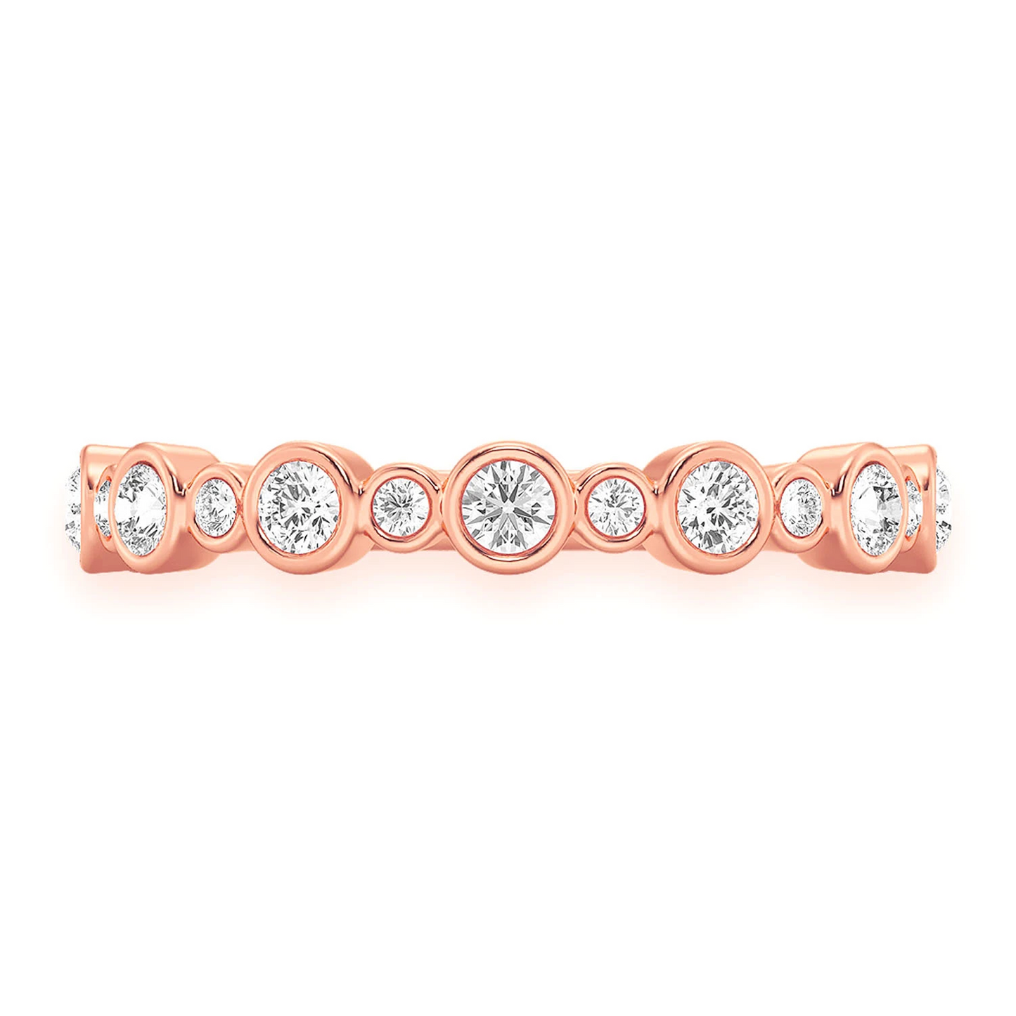 Bezel Set Band Ring in 14K rose gold, front view
