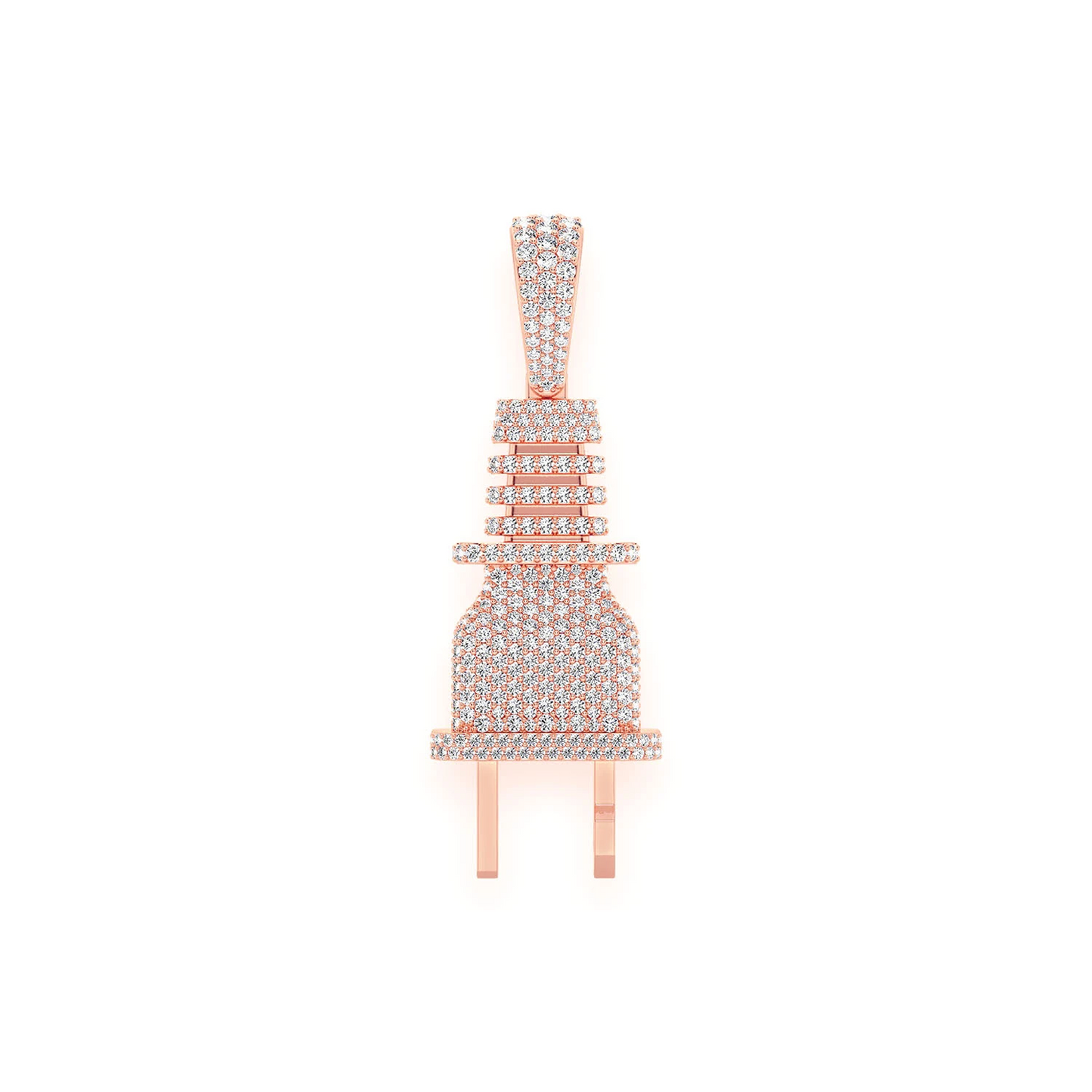 Plug Diamond Pendant in 14K rose gold, Statement | 2.15ctw, front view
