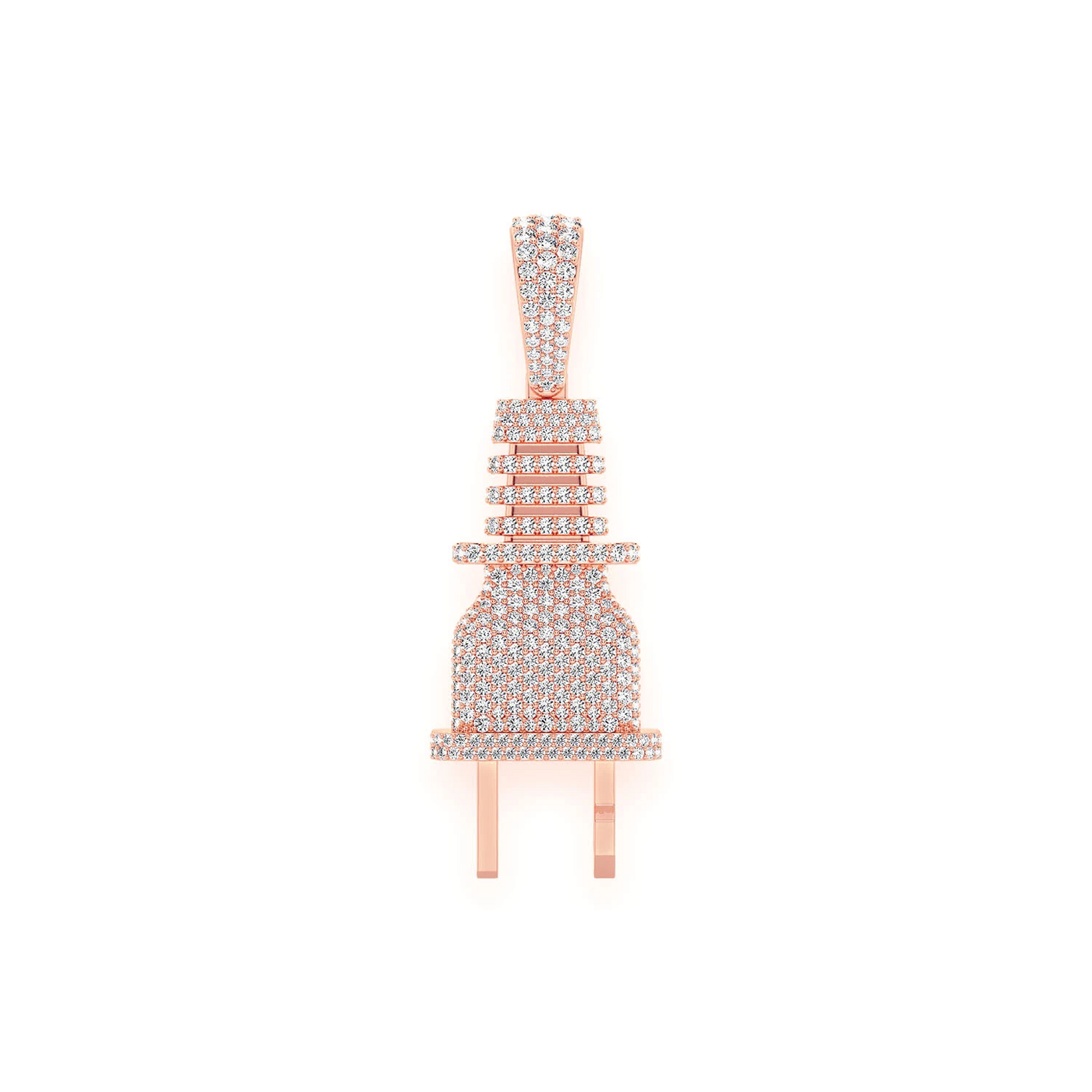 Plug Diamond Pendant in 14K rose gold, Statement | 2.15ctw, front view