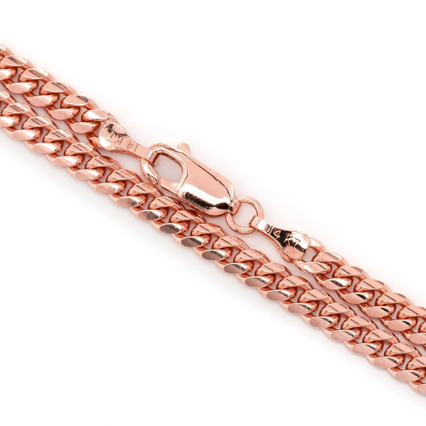 Miami Cuban Gold Chain in 14K rose gold, 4mm width, detail view