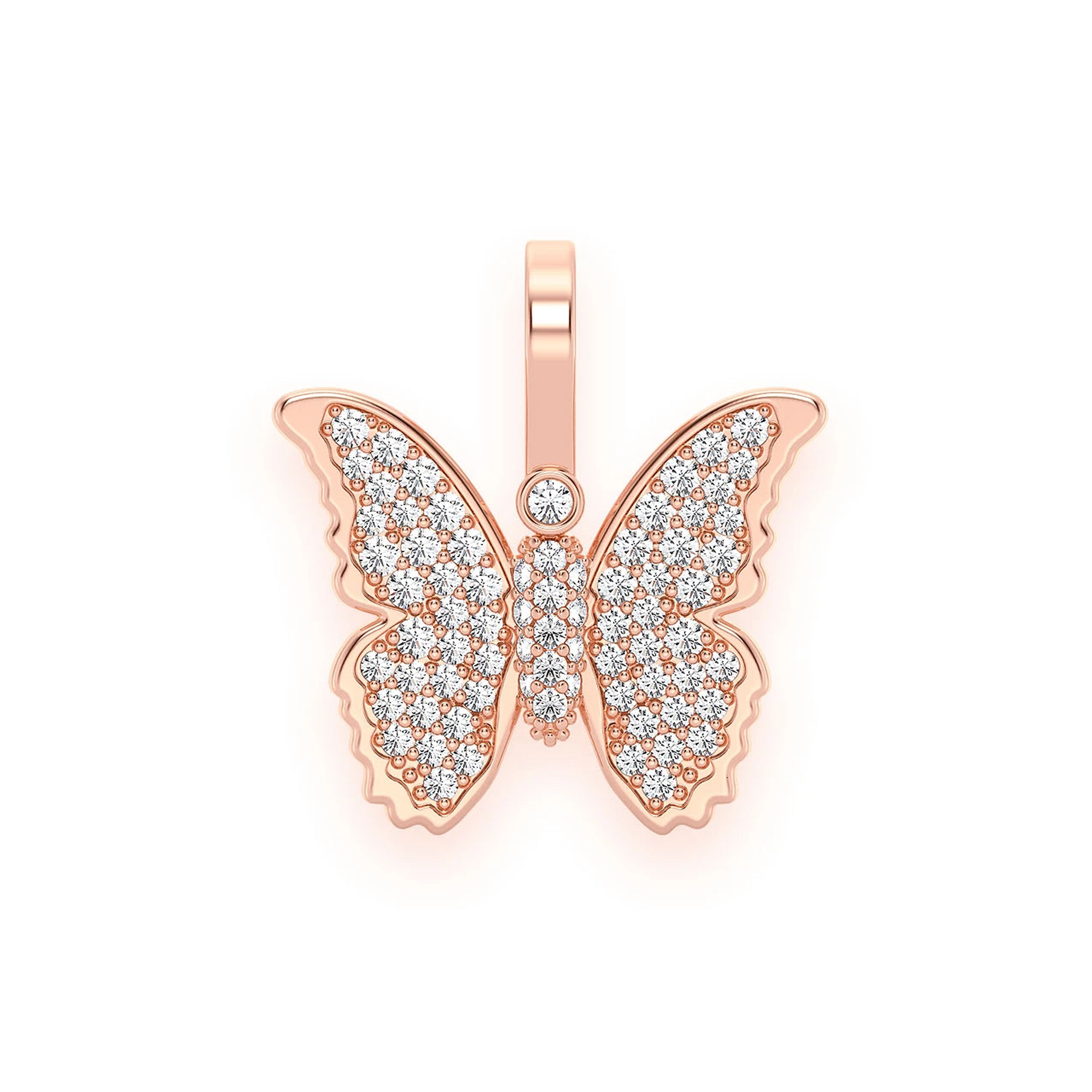 Butterfly Pendant in 14K rose gold, Set | 0.40ctw, front view