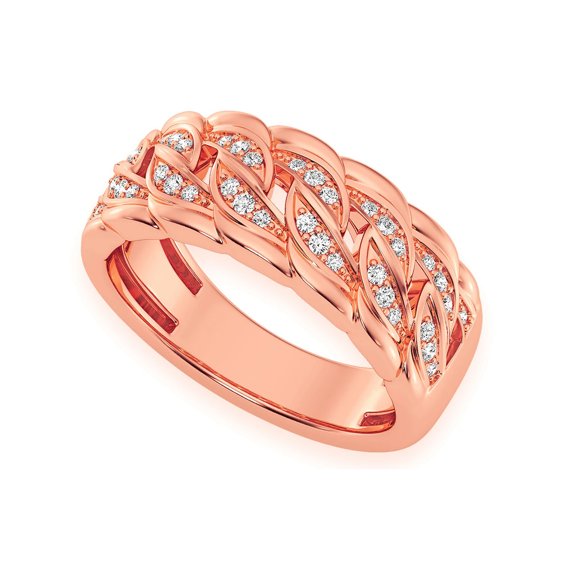 Twisted Cuban Band in 14K rose gold, angled view