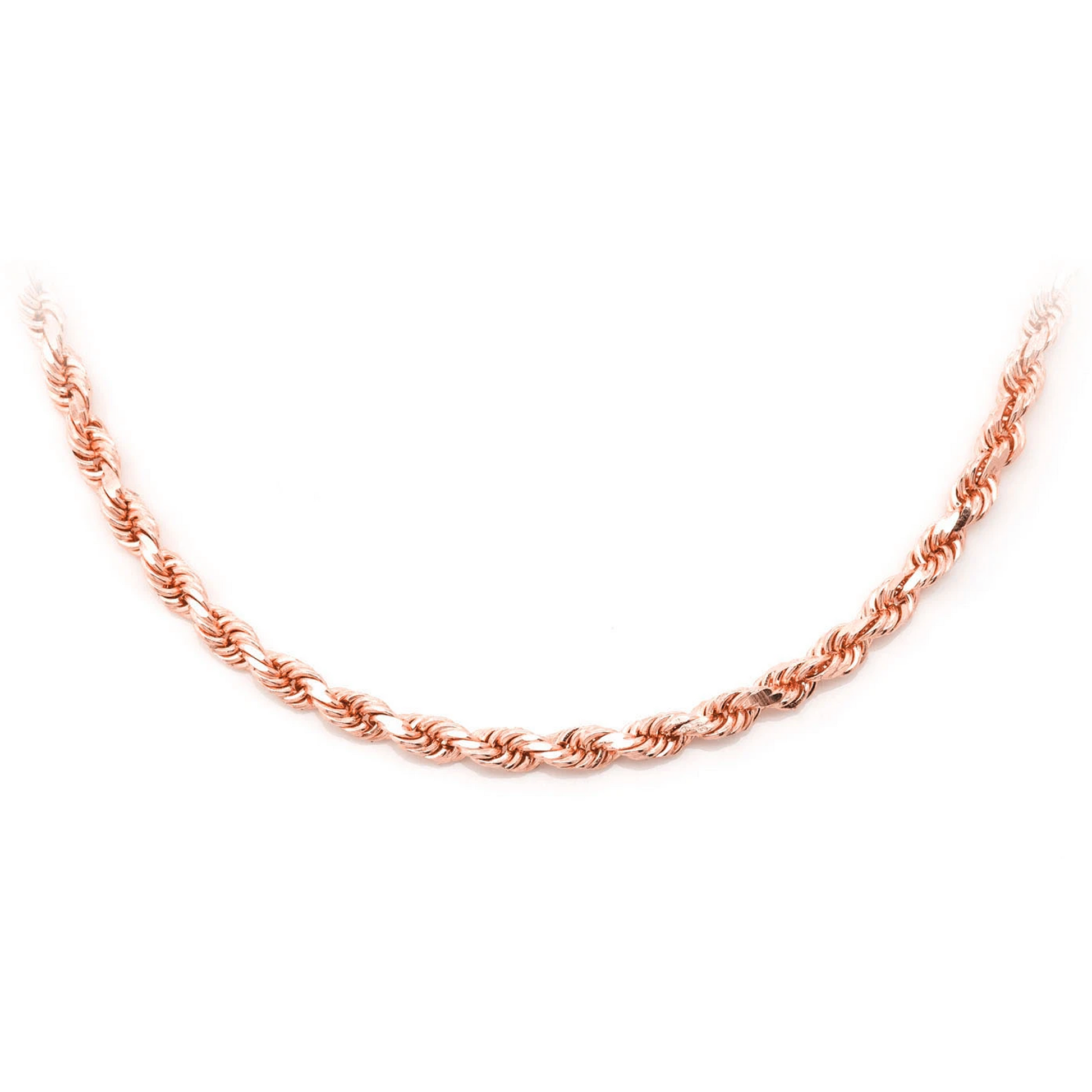 Rope Gold Chain in 14K rose gold, 3mm width, front view